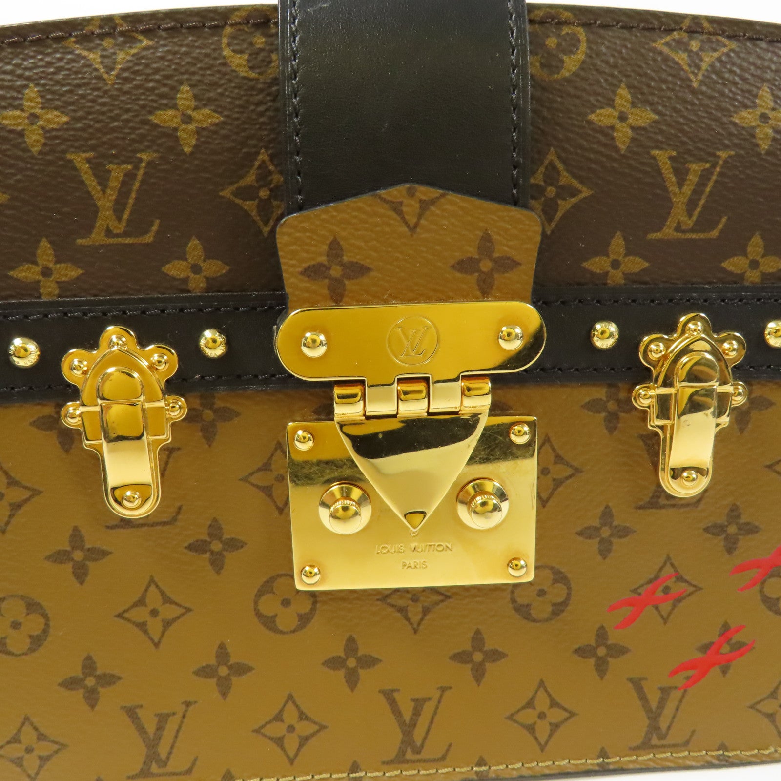 LOUIS VUITTON LV GHW Trunk Clutch Shoulder Bag M43596 Monogram Reverse Brown