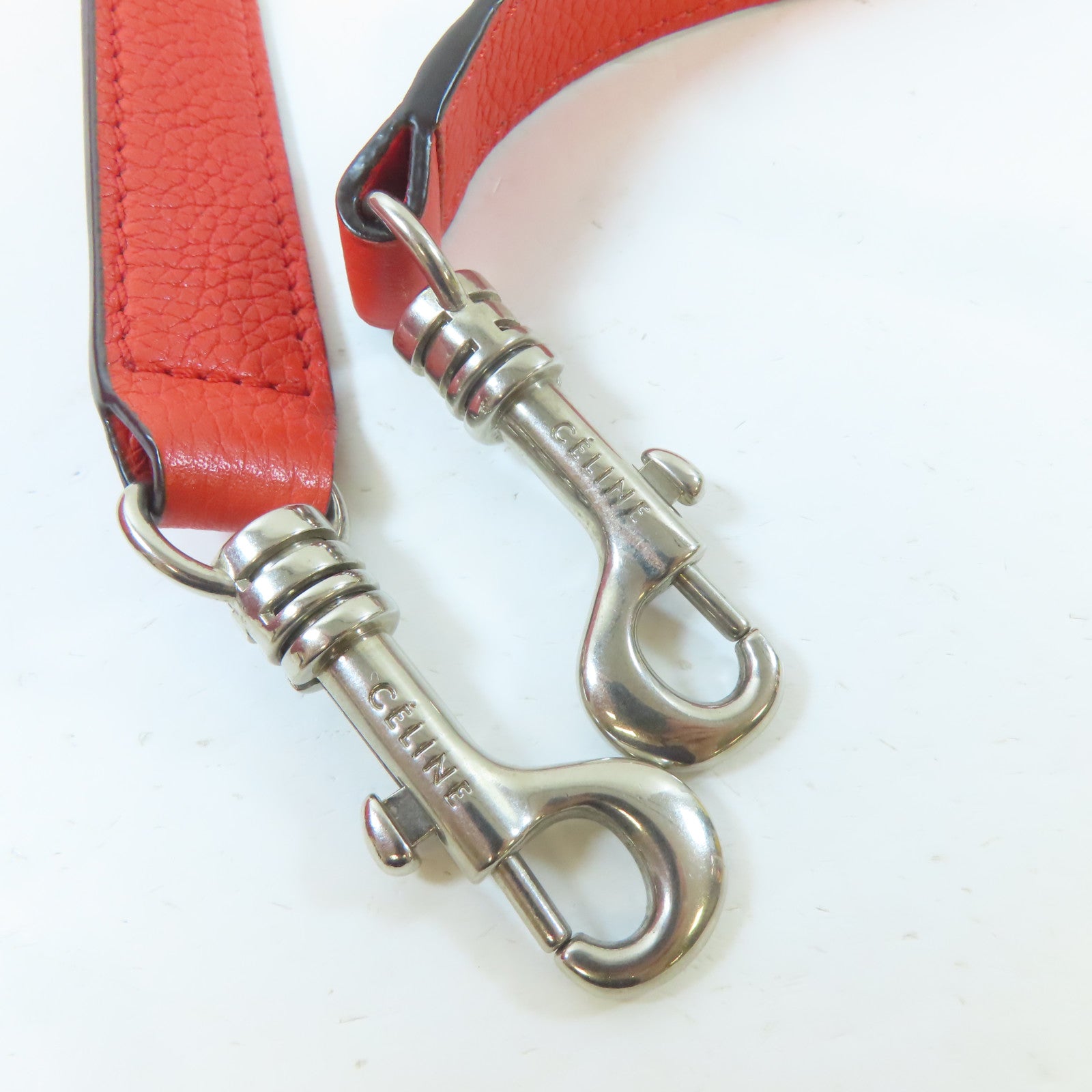 CELINE 【激減優惠】牛皮皮革/絨布Trapeze Tote Bag銀扣手挽肩背兩用袋紅色