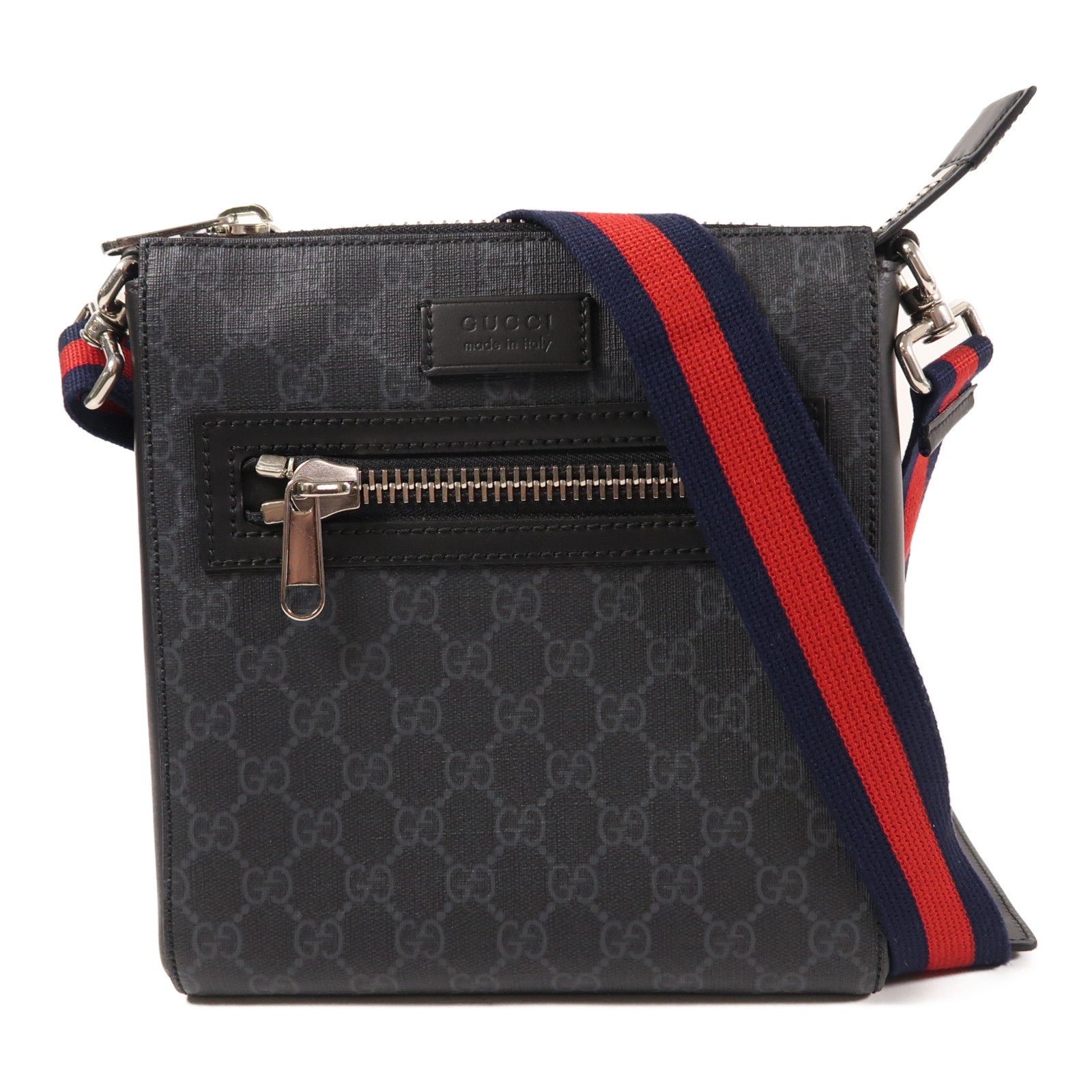 GUCCI 塗層帆布Shoulder Bag銀扣肩背袋