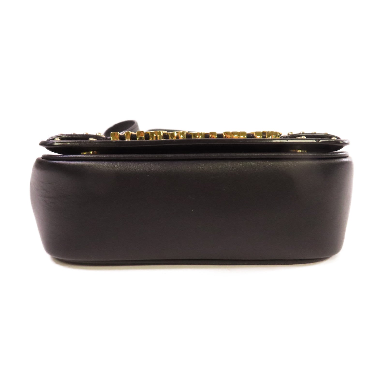 MOSCHINO 牛皮皮革Shoulder Bag金扣肩背袋黑色