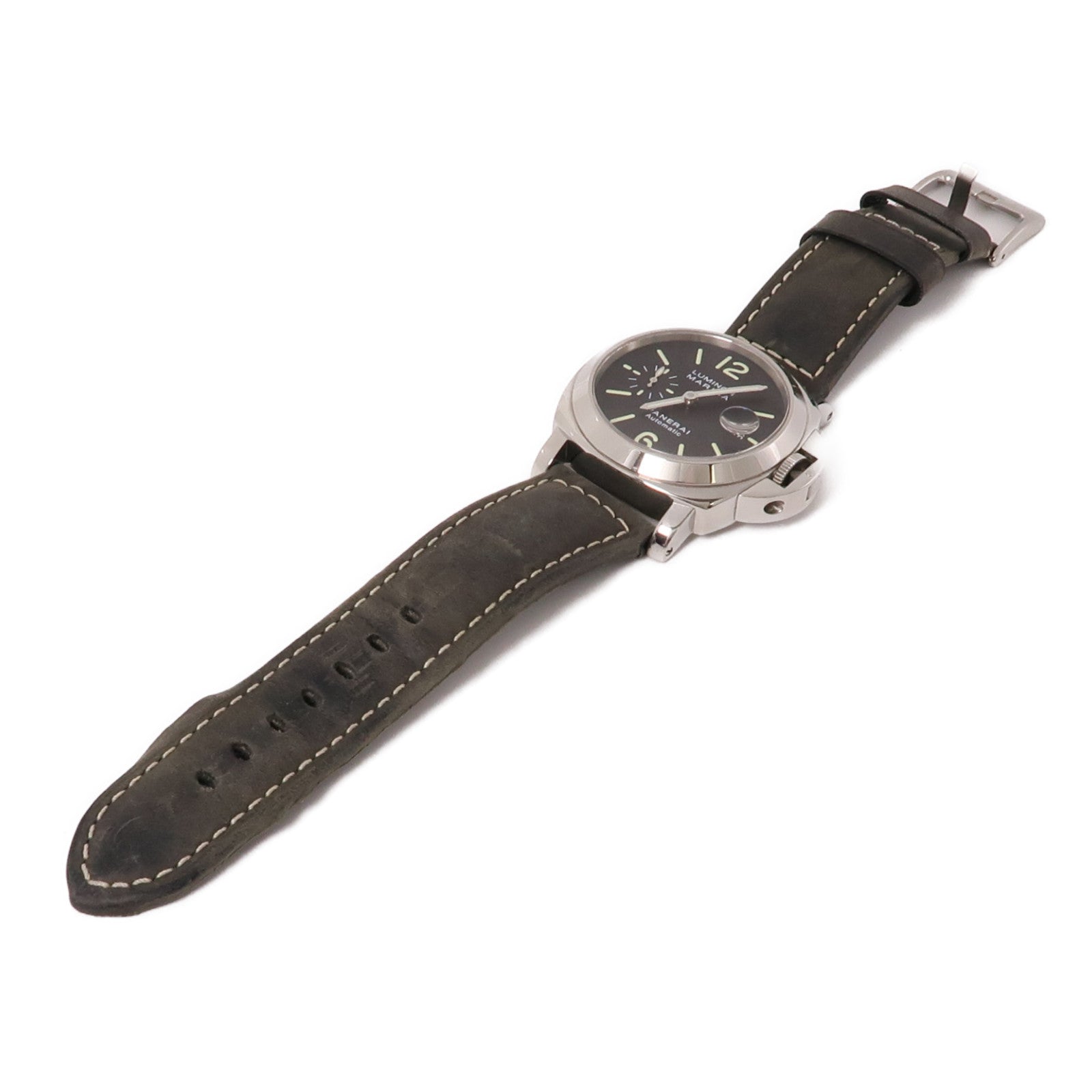 PANERAI Luminor Marina不鏽鋼/皮革帶手錶自動機芯黑色