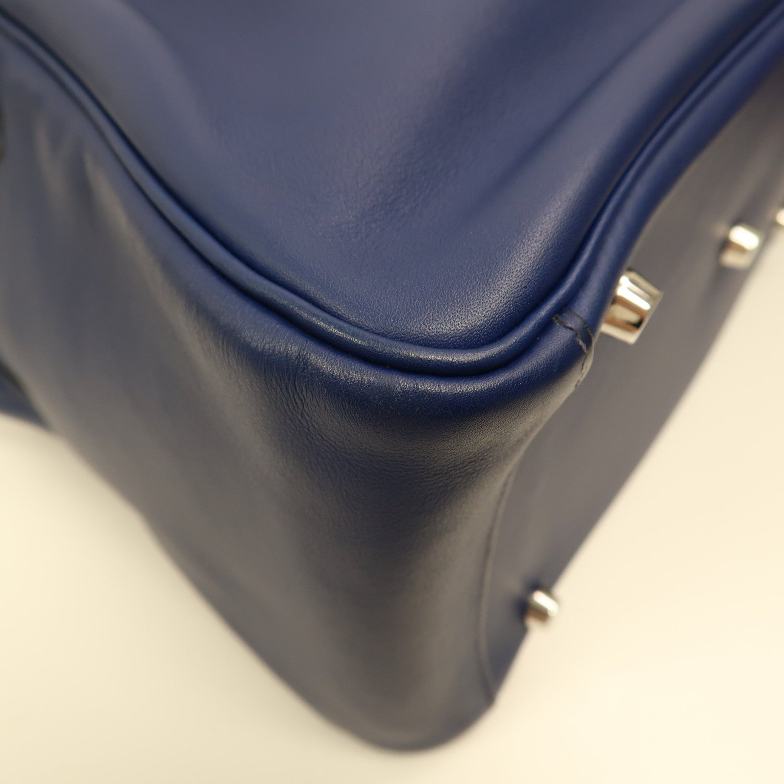 HERMES PHW Lindy 30 2 Way Shoulder Bag Handbag Swift Leather Blue Sapphire