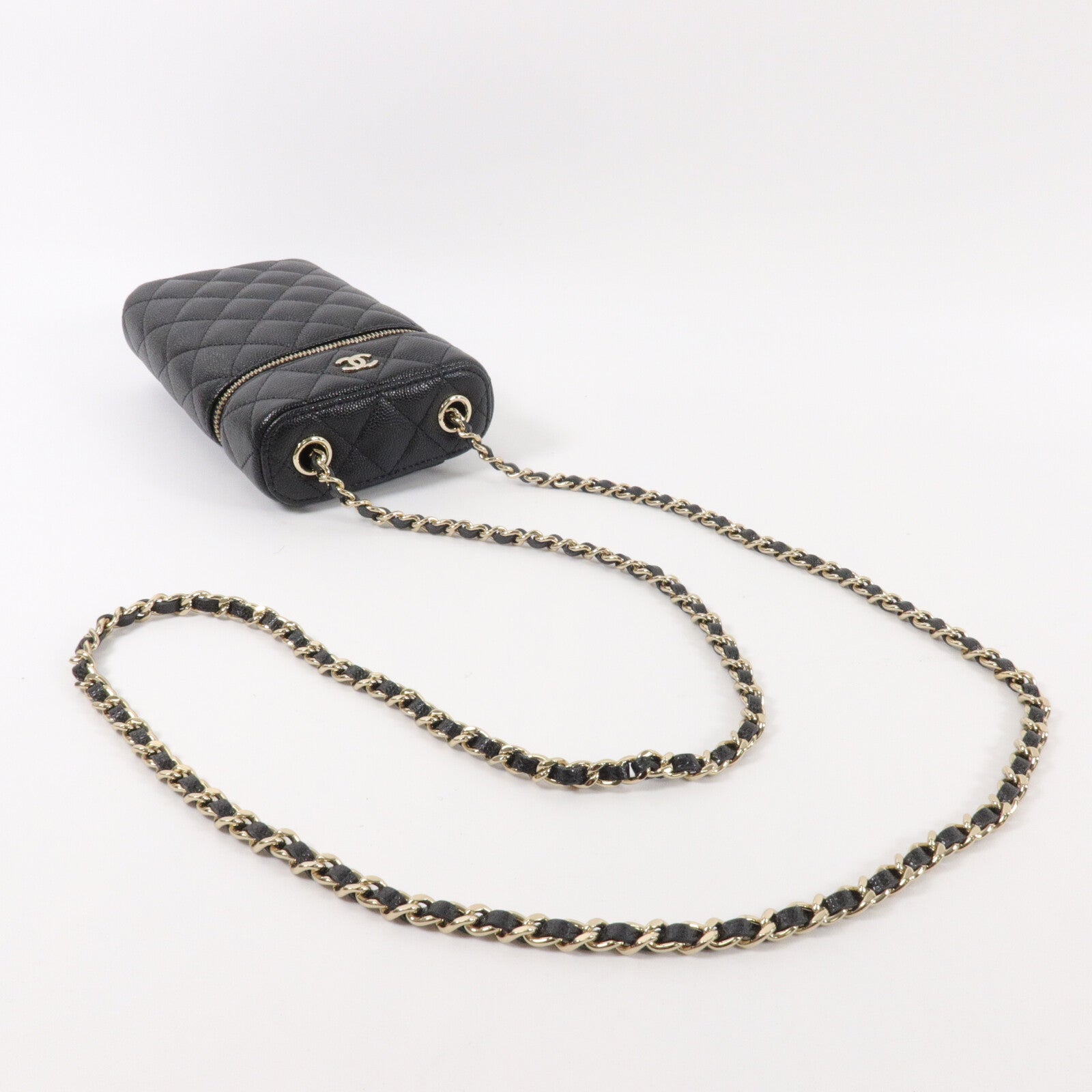 CHANEL 牛皮皮革Phone Bag鏈帶肩背袋