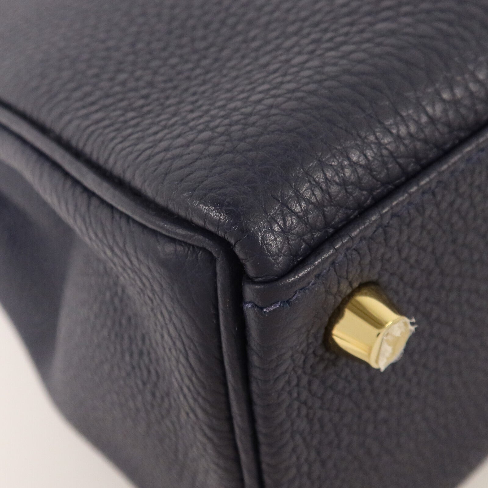 HERMES Togo皮革Kelly 25金扣手挽肩背兩用袋Blue Nuit