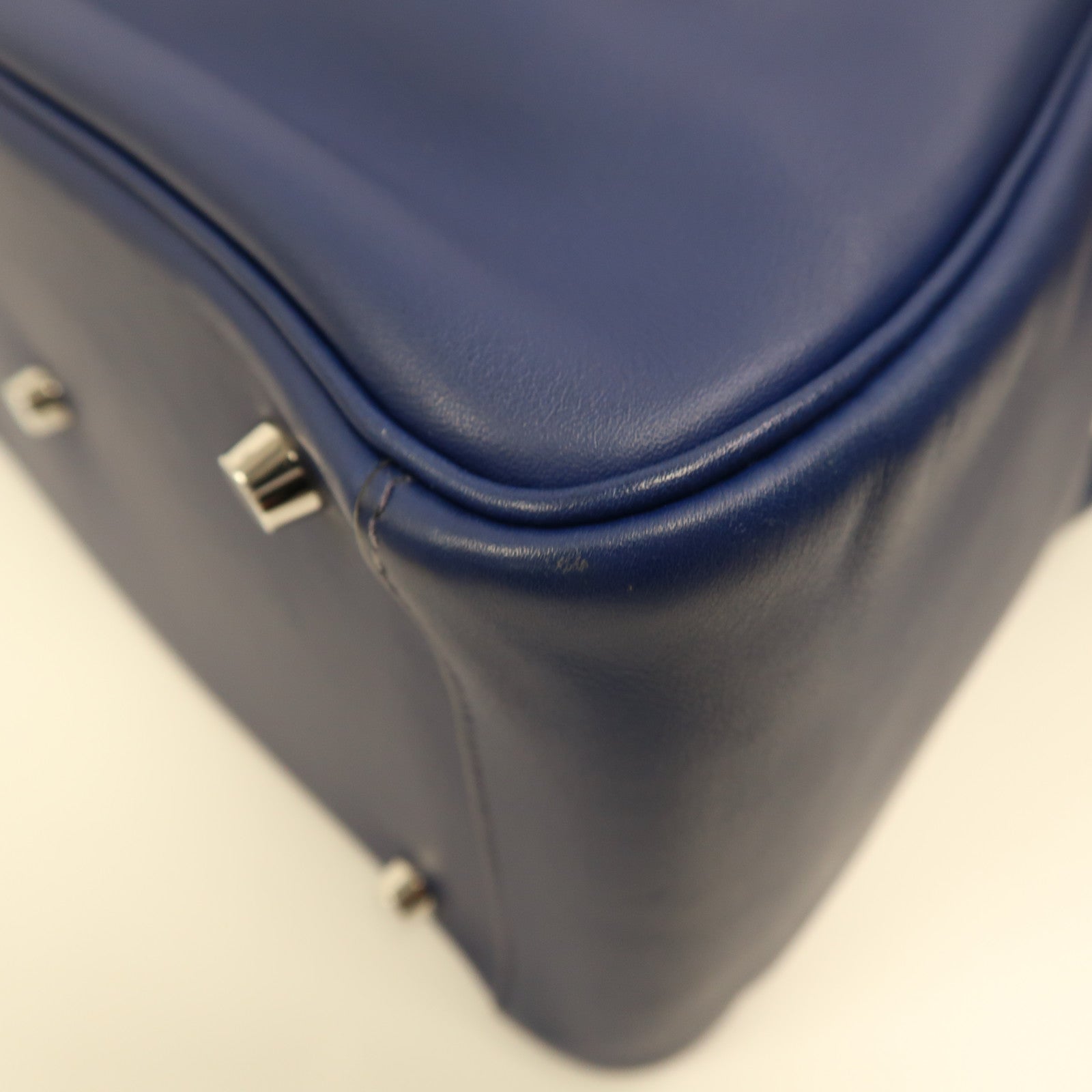 HERMES PHW Lindy 30 2 Way Shoulder Bag Handbag Swift Leather Blue Sapphire