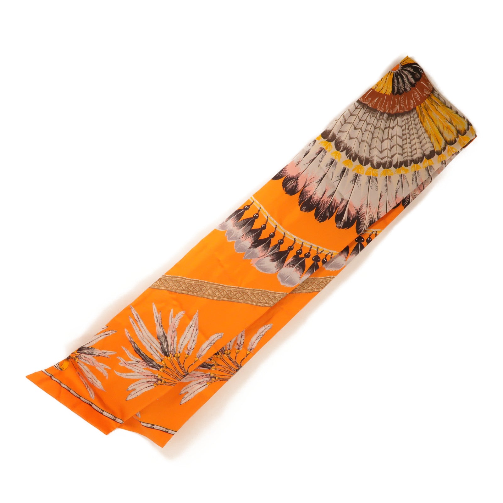 HERMES Max Twilly Thread 108 x 20 Scarf Silk Orange