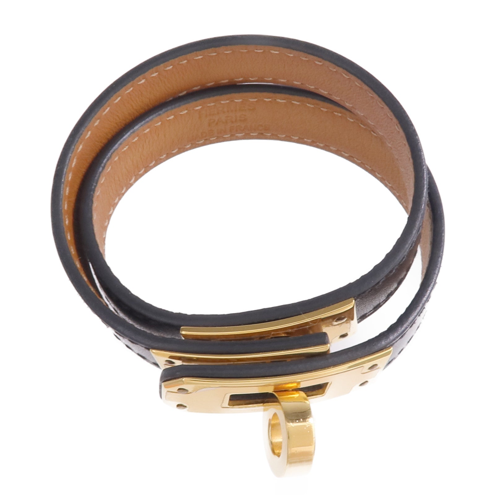 HERMES Swift皮革Kelly Double Tour金扣手帶Noir