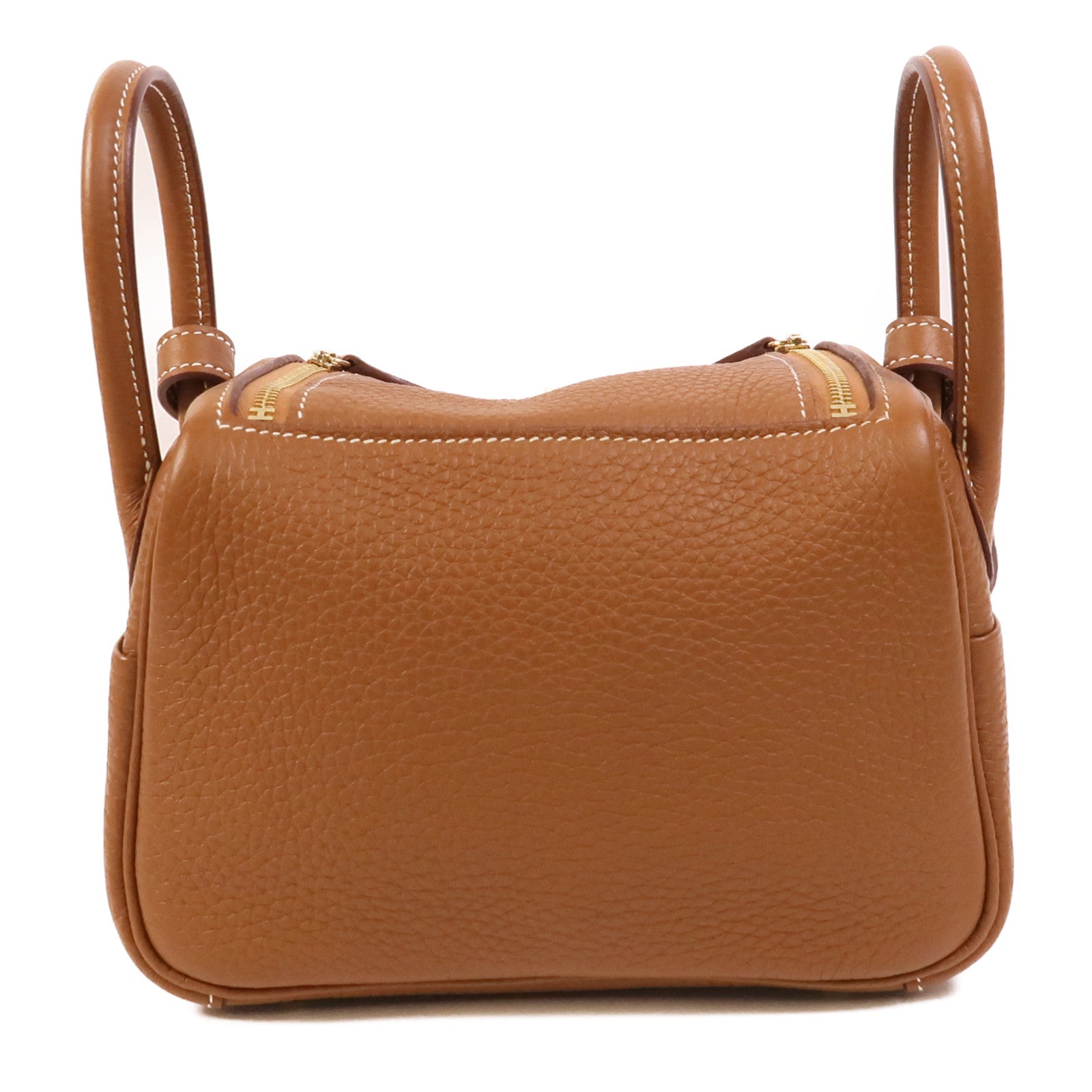 HERMES Clemence皮革Mini Lindy金扣手挽肩背兩用袋Gold