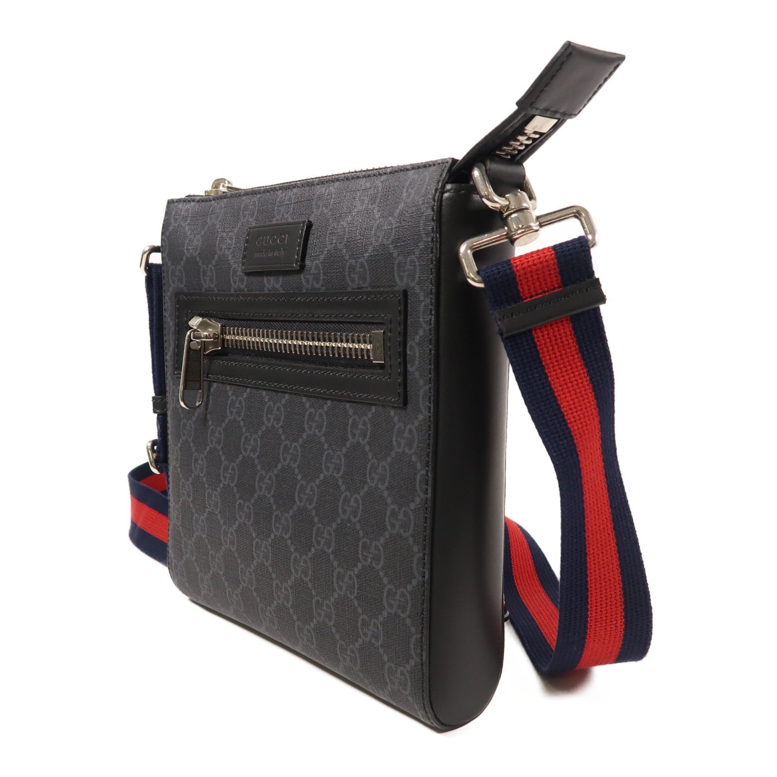 GUCCI 塗層帆布Shoulder Bag銀扣肩背袋