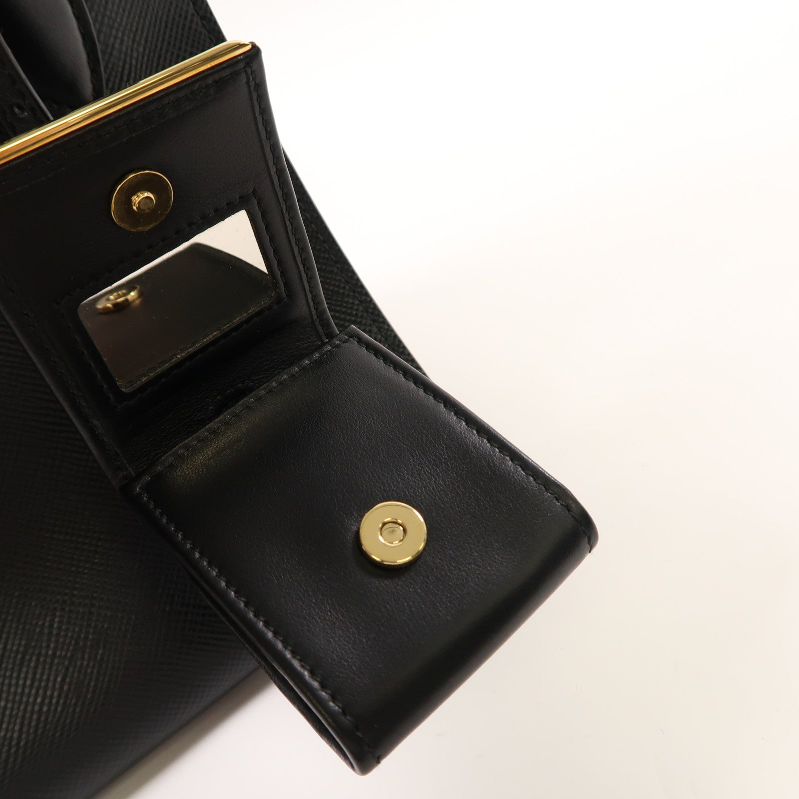 PRADA 牛皮皮革2 Way Shoulder Bag金扣手挽肩背兩用袋黑色