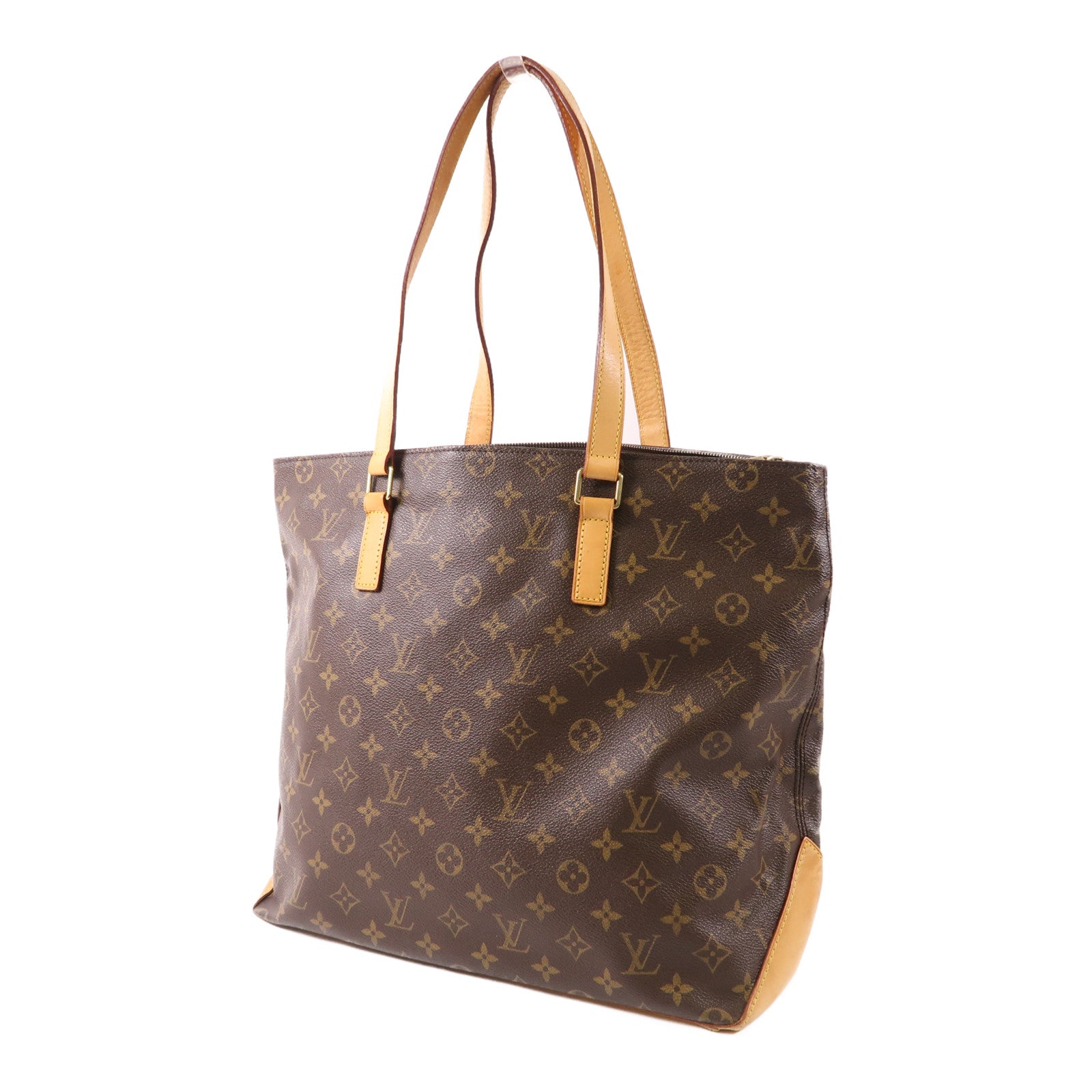 LOUIS VUITTON Monogram Cabas Mezzo金扣肩背袋棕色