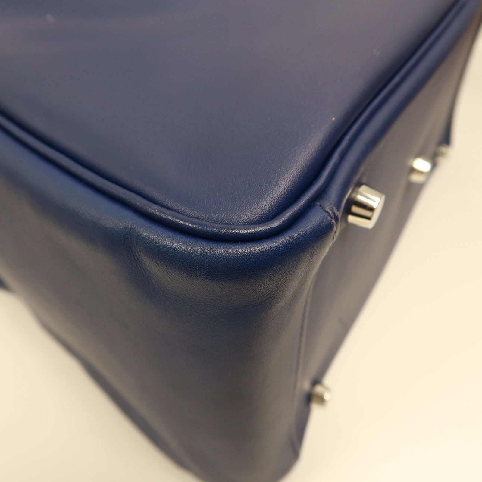 HERMES PHW Lindy 30 2 Way Shoulder Bag Handbag Swift Leather Blue Sapphire