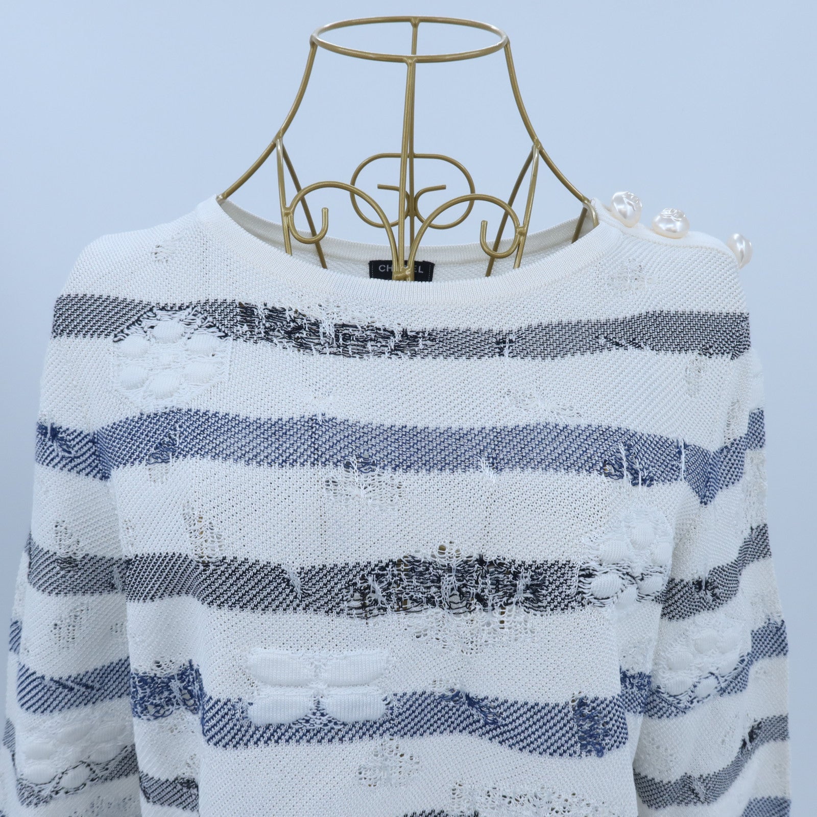 CHANEL Rayon/Paper/Cotton Knitted Top針織