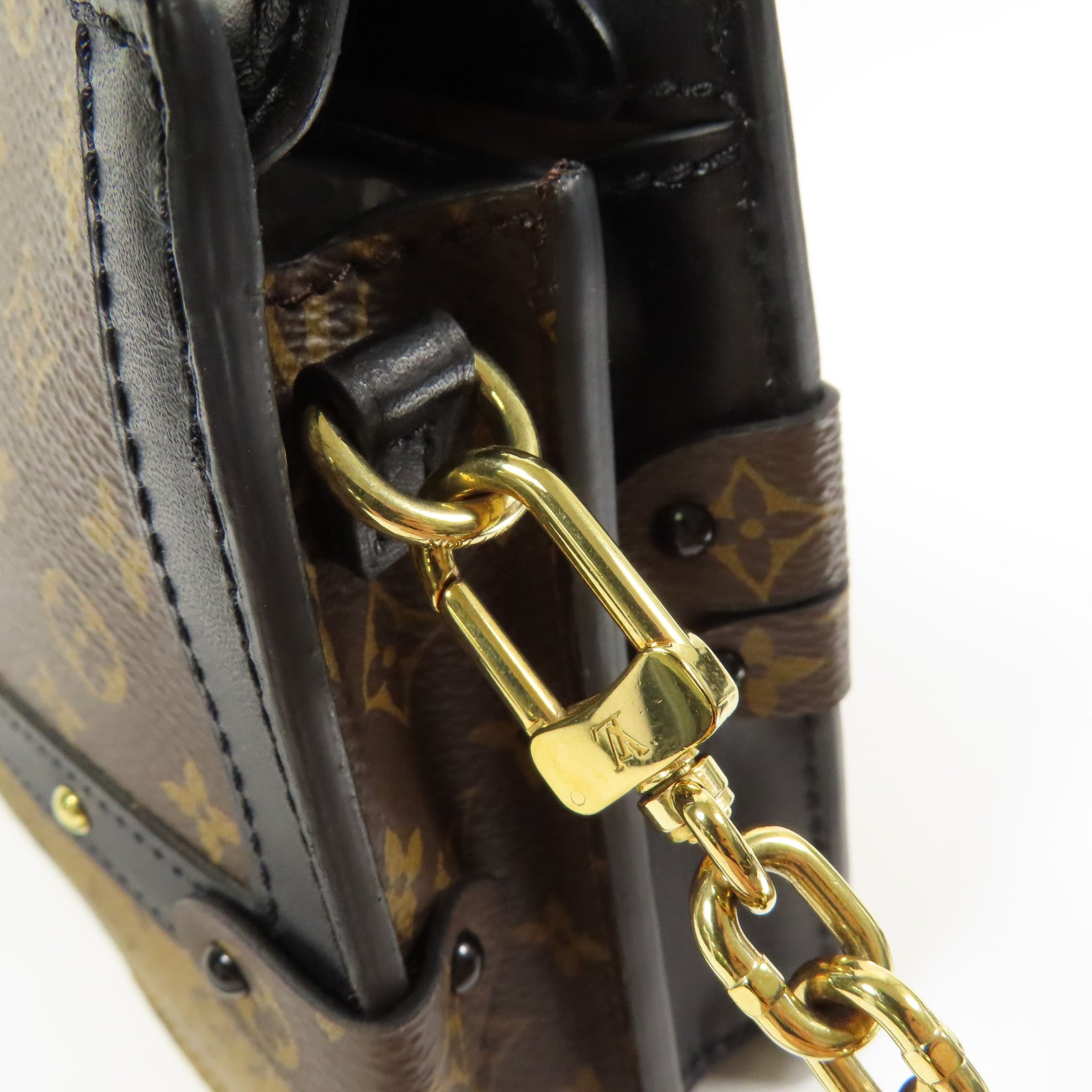 LOUIS VUITTON LV GHW Trunk Clutch Shoulder Bag M43596 Monogram Reverse Brown