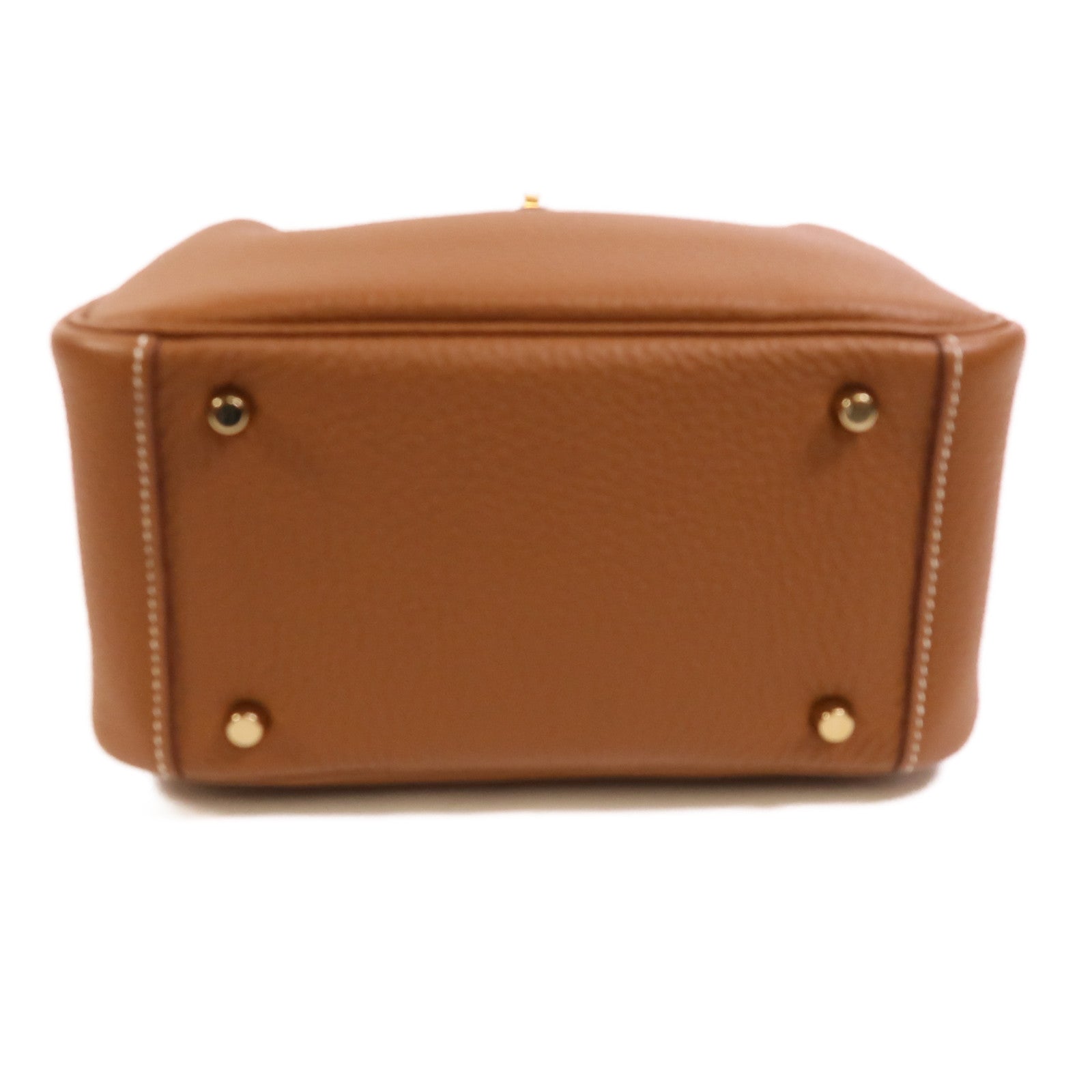 HERMES Clemence皮革Mini Lindy金扣手挽肩背兩用袋Gold
