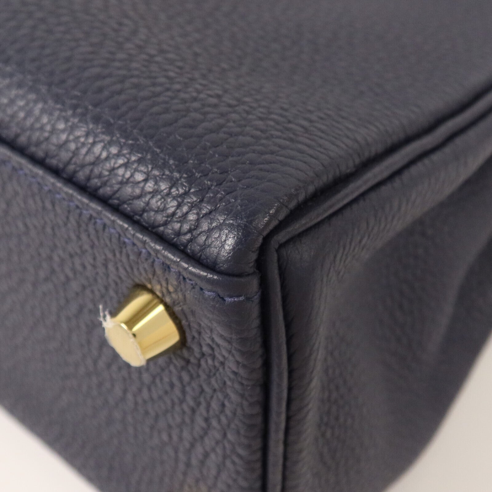 HERMES Togo皮革Kelly 25金扣手挽肩背兩用袋Blue Nuit