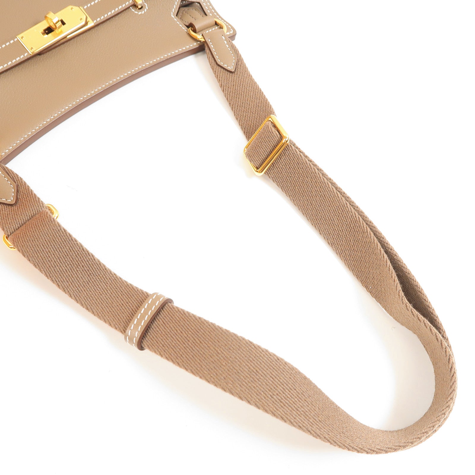 HERMES Evercolor皮革Mini Jypsiere金扣肩背袋Etoupe大象灰