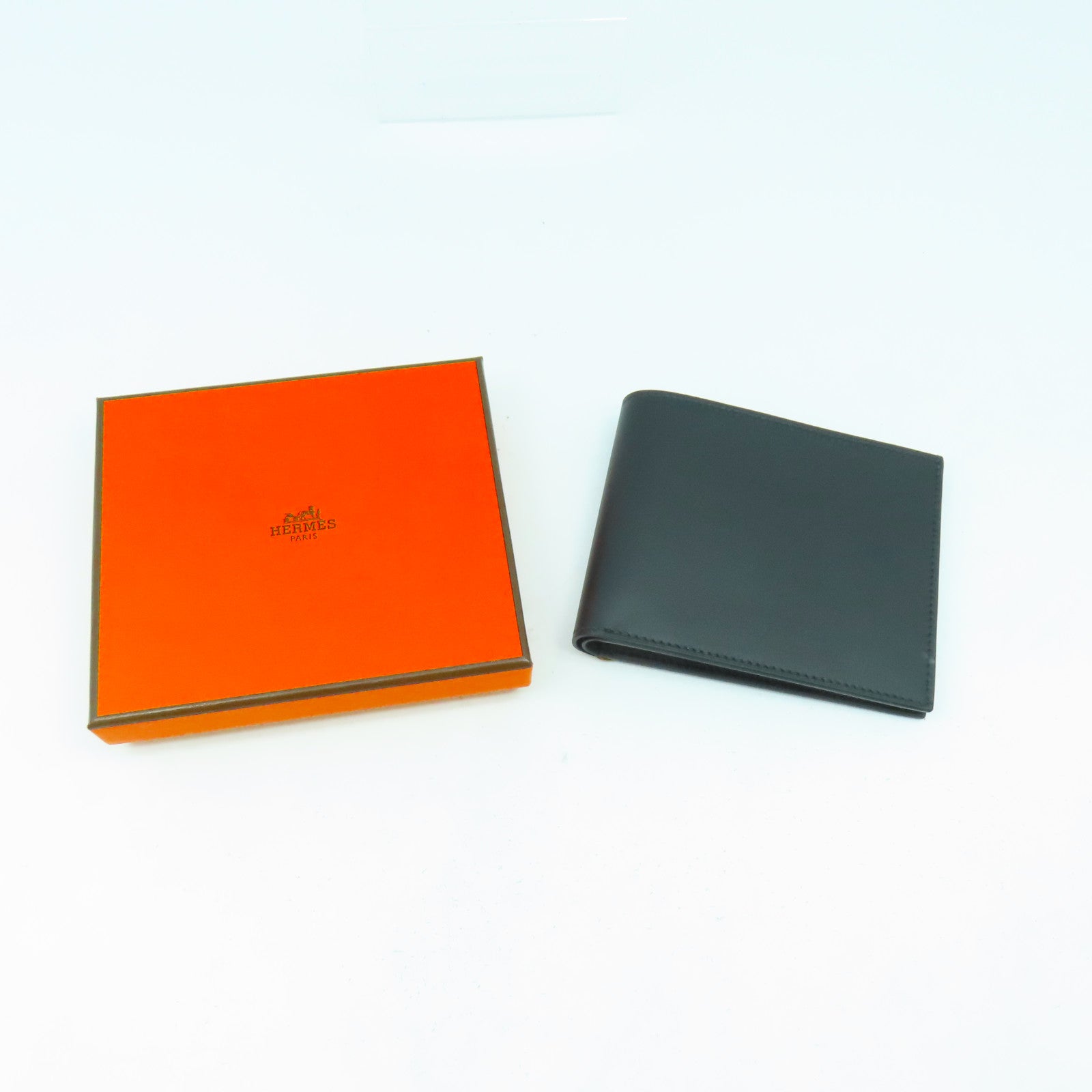 HERMES 【清倉大減價】Swift皮革Citizen Twill Compact錢包黑色