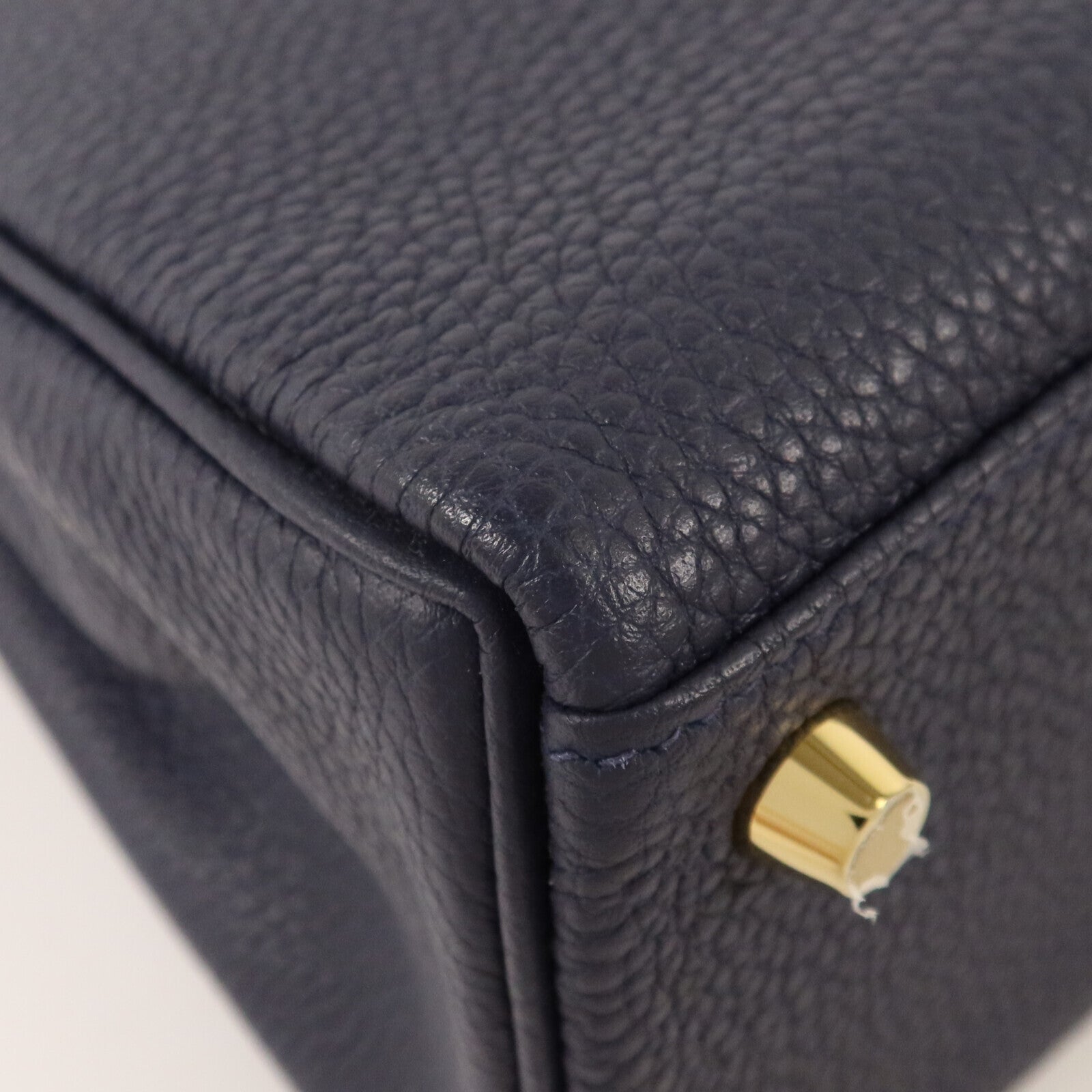 HERMES Togo皮革Kelly 25金扣手挽肩背兩用袋Blue Nuit