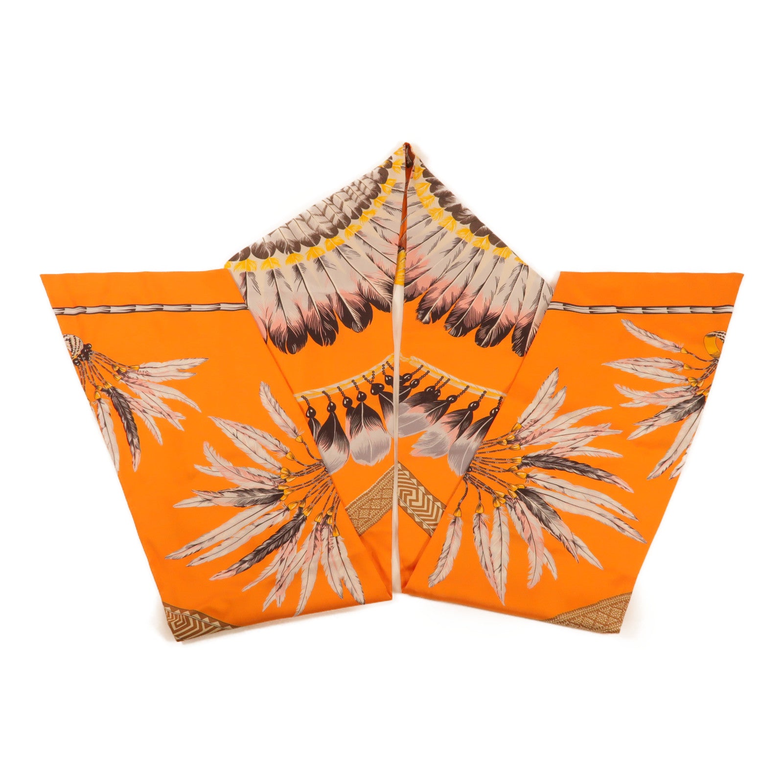 HERMES Max Twilly Thread 108 x 20 Scarf Silk Orange