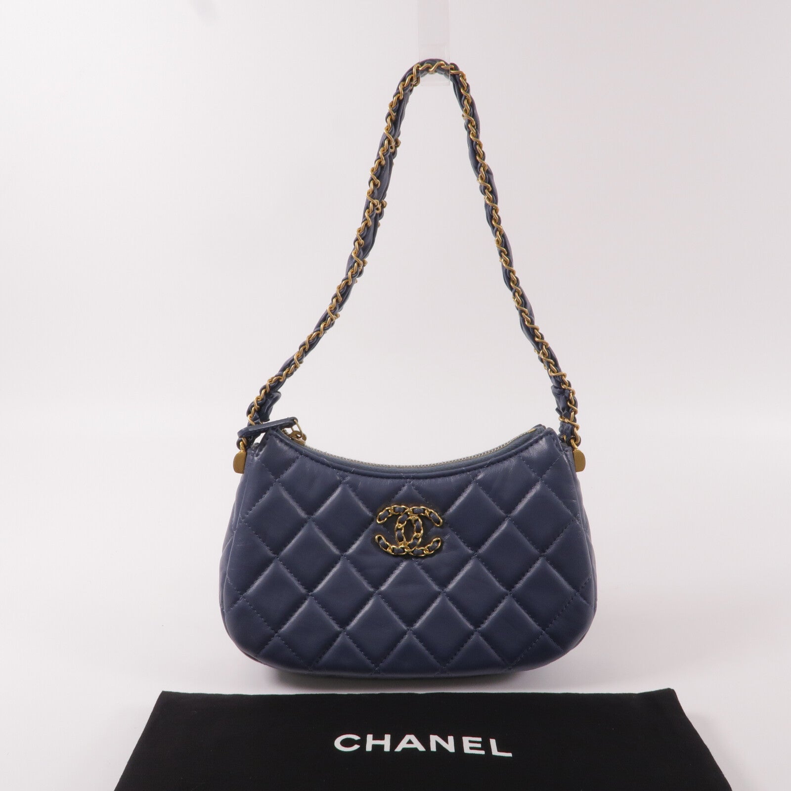 CHANEL 羊皮皮革Chanel 19 Hobo鏈帶肩背袋