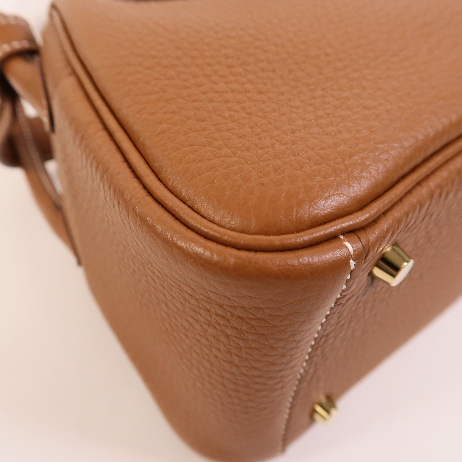 HERMES Clemence皮革Mini Lindy金扣手挽肩背兩用袋Gold