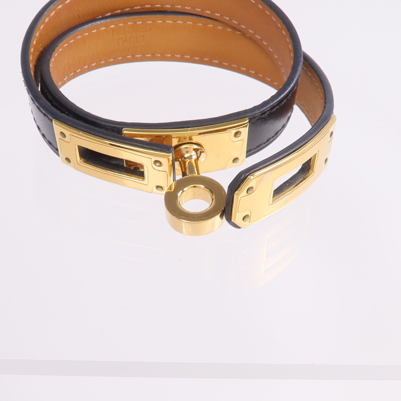 HERMES Swift皮革Kelly Double Tour金扣手帶Noir
