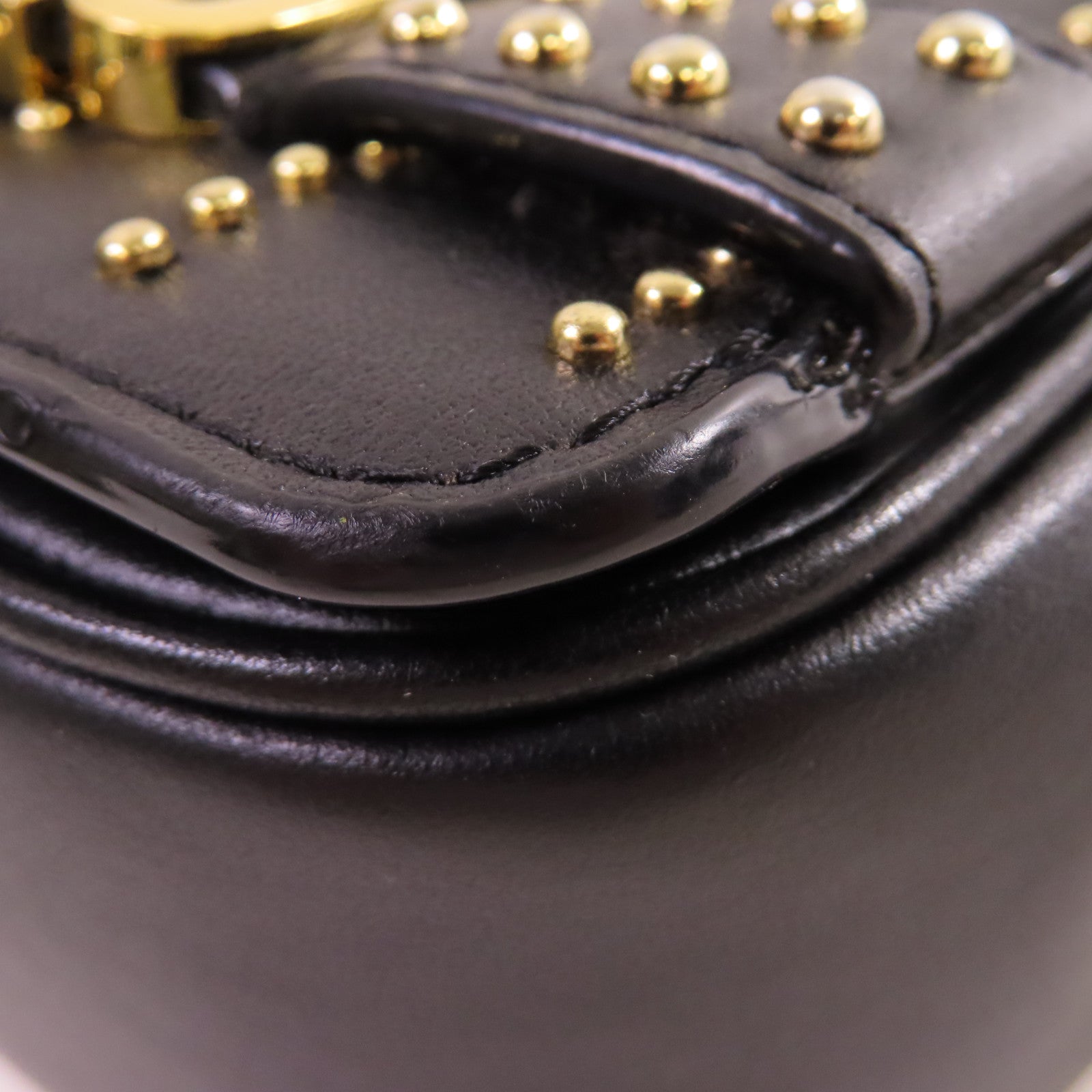 MOSCHINO 牛皮皮革Shoulder Bag金扣肩背袋黑色