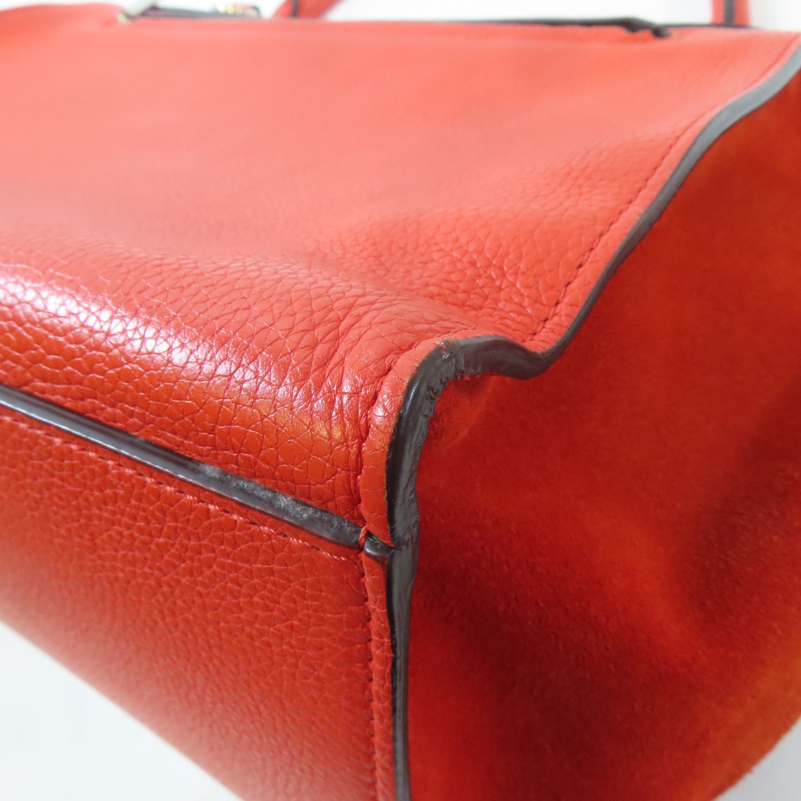 CELINE 【激減優惠】牛皮皮革/絨布Trapeze Tote Bag銀扣手挽肩背兩用袋紅色