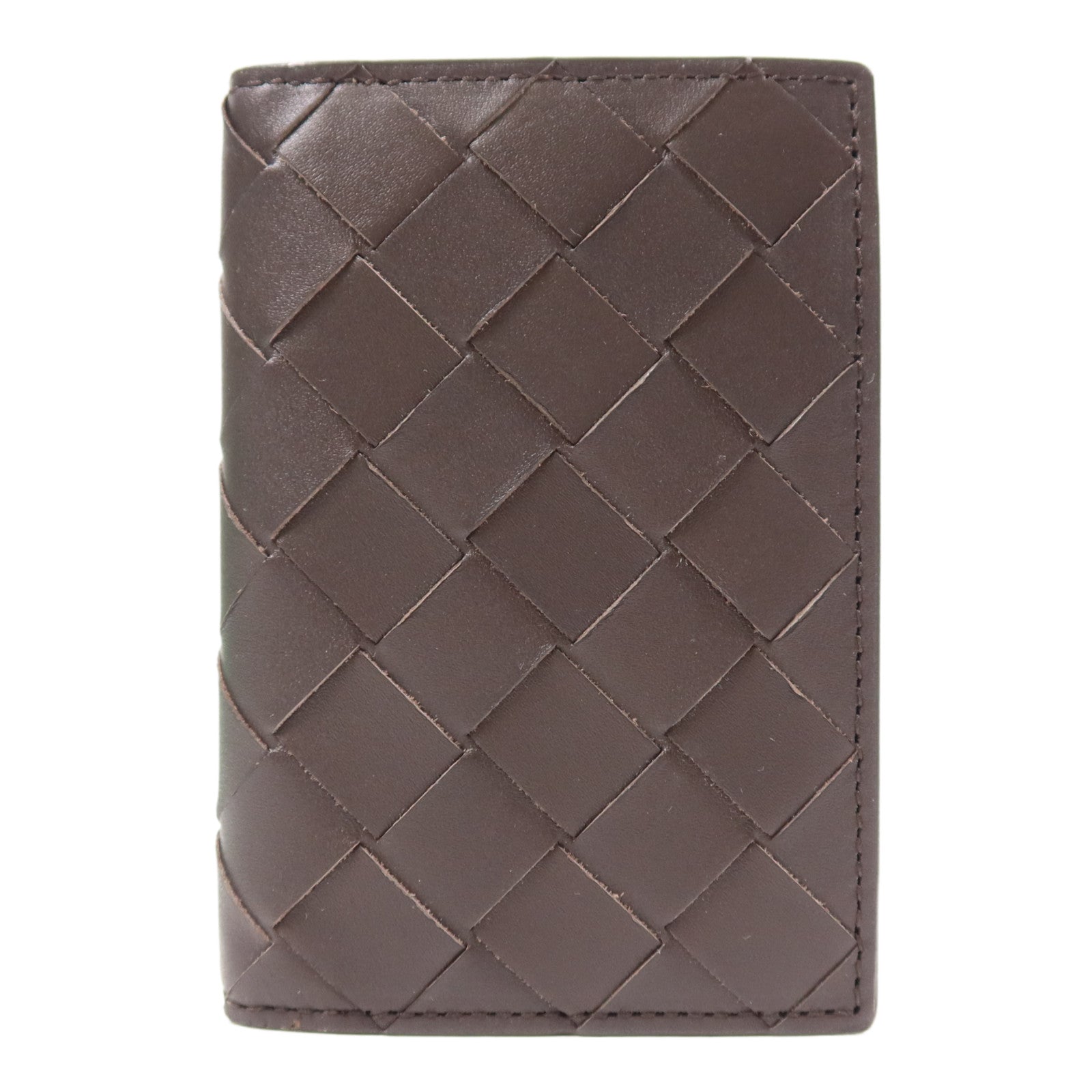 BOTTEGA VENETA BV Flap Card Case Calfskin Leather Dark Brown