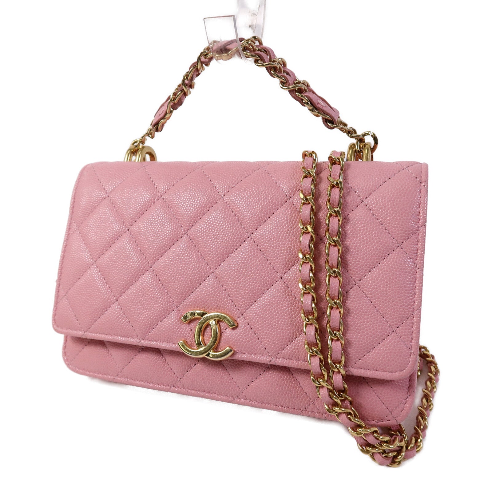 CHANEL 牛皮皮革WOC Wallet On Chain鏈帶手挽肩背兩用袋