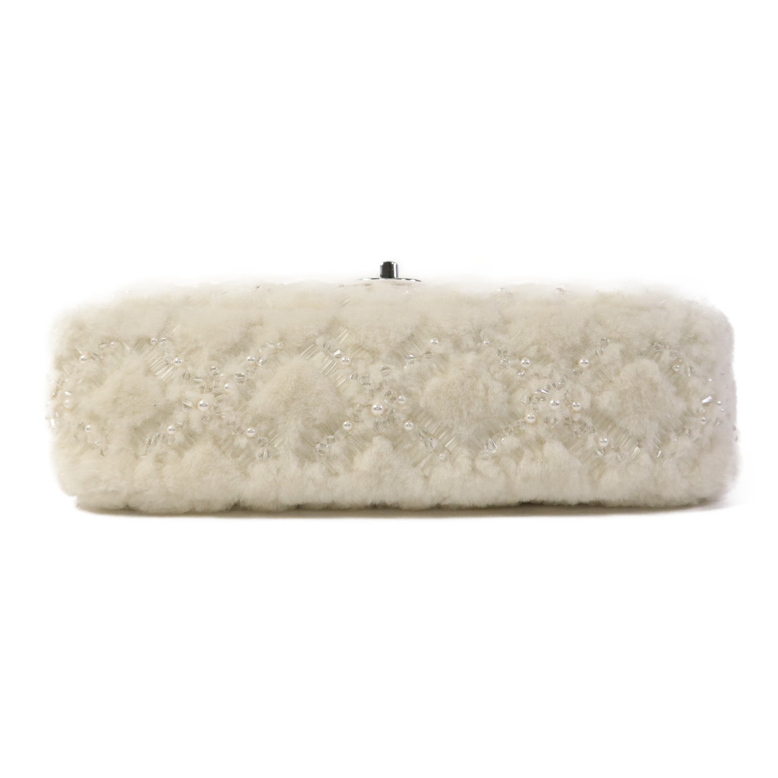 CHANEL 羊毛皮Embroidered Shearling Flap Bag銀扣鏈帶肩背袋