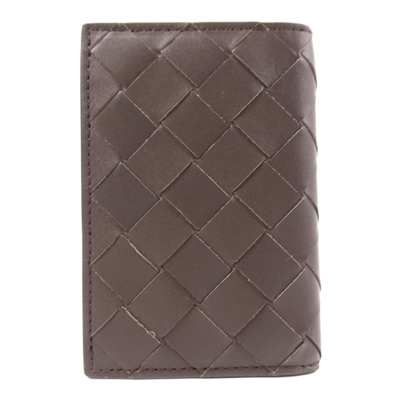 BOTTEGA VENETA BV Flap Card Case Calfskin Leather Dark Brown
