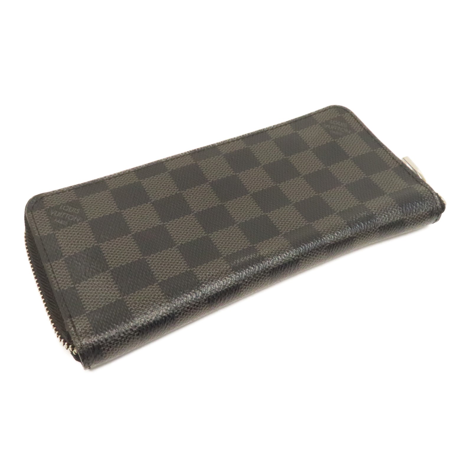 LOUIS VUITTON 【激減優惠】Damier Graphite Zippy Vertical Long Wallet銀扣拉鍊長錢包黑色