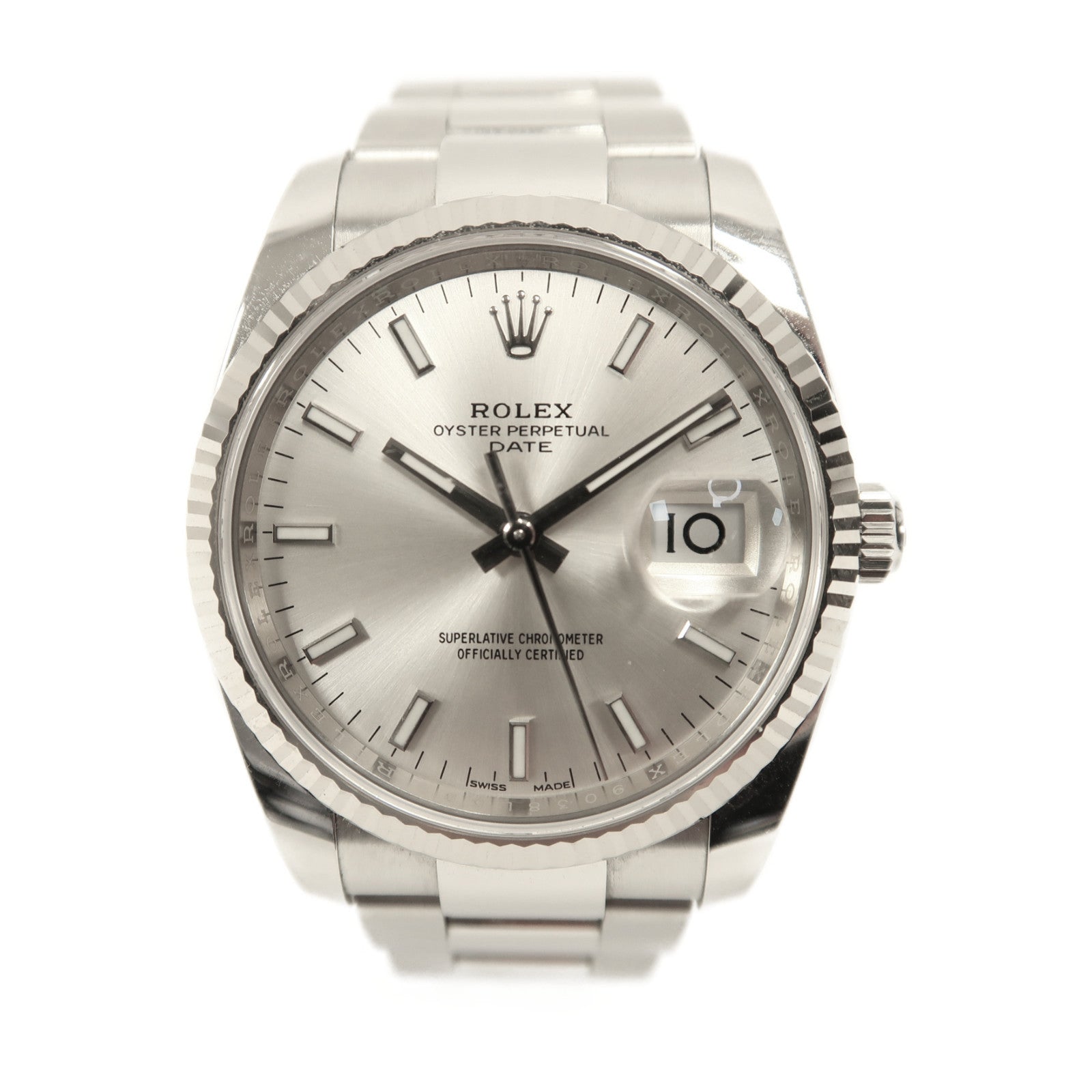 ROLEX Oyster Perpetual Date不鏽鋼手錶自動機芯銀色