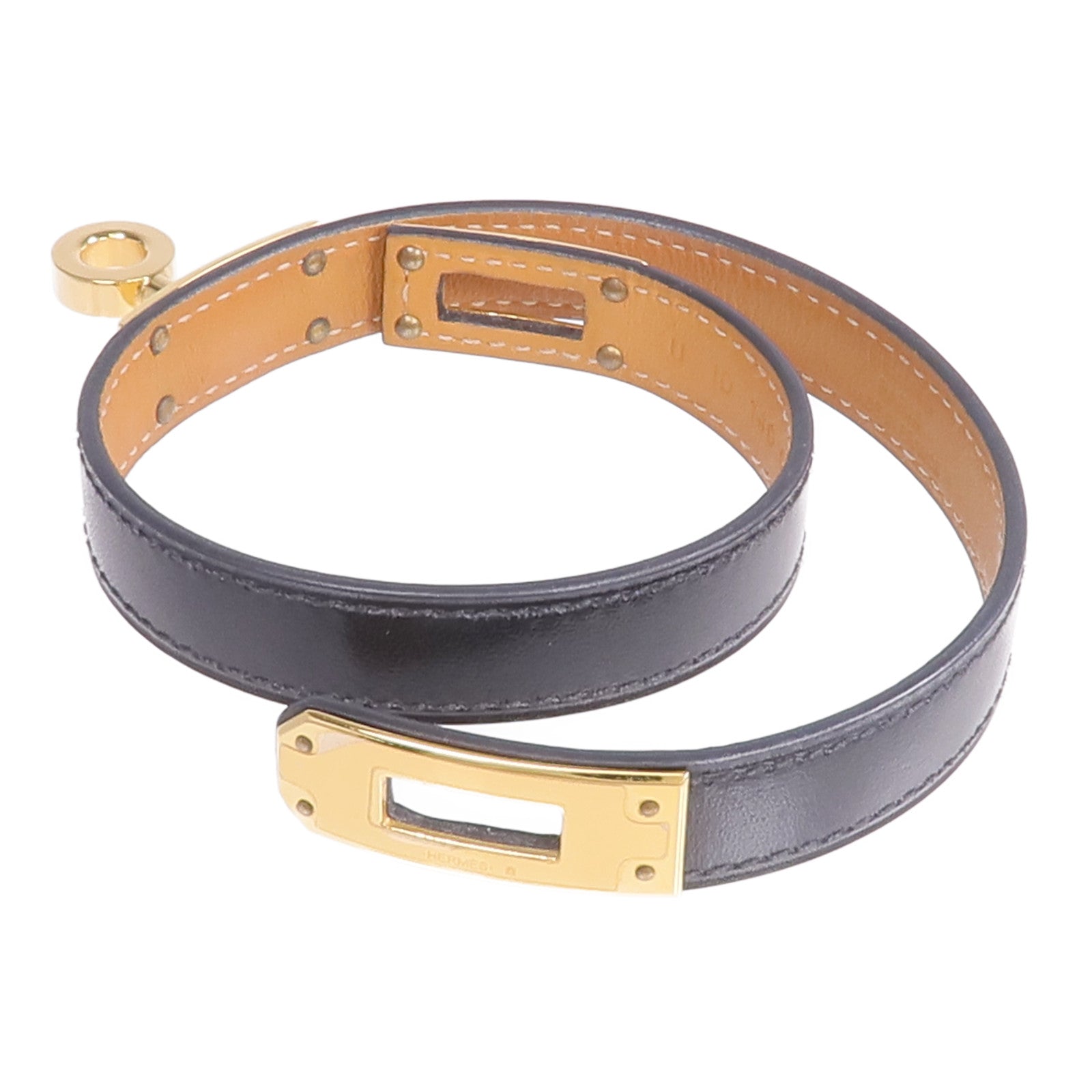 HERMES Swift皮革Kelly Double Tour金扣手帶Noir