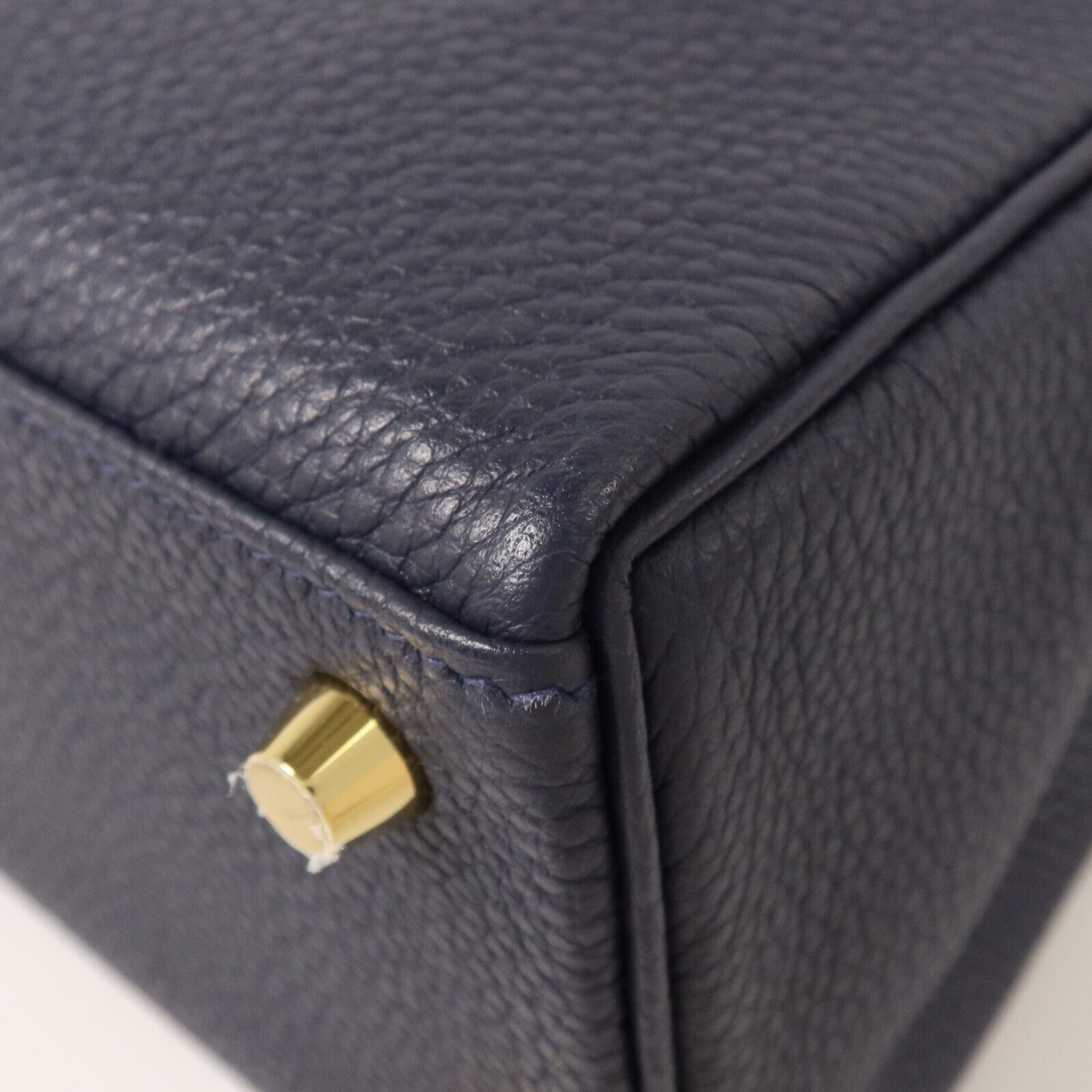 HERMES Togo皮革Kelly 25金扣手挽肩背兩用袋Blue Nuit