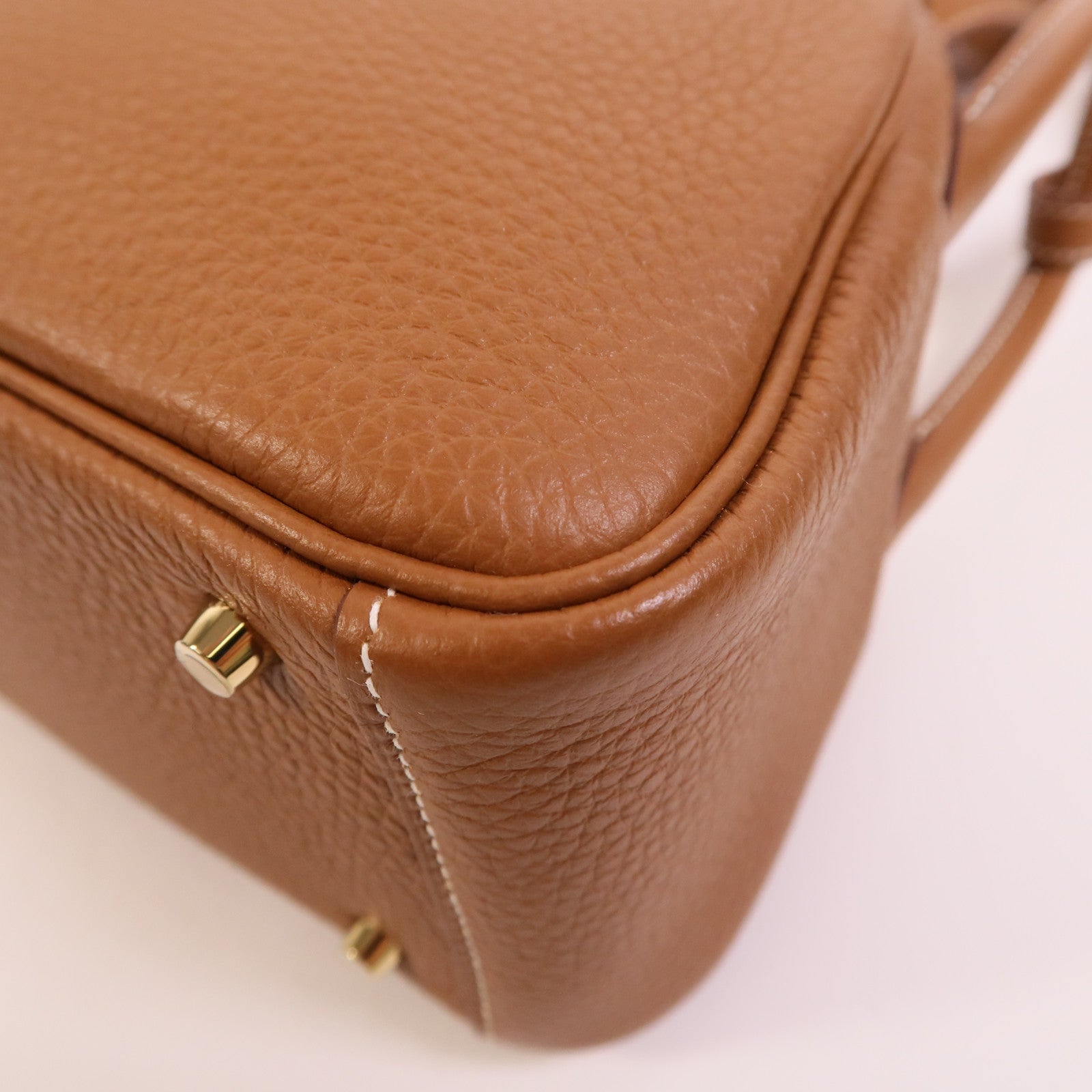 HERMES Clemence皮革Mini Lindy金扣手挽肩背兩用袋Gold