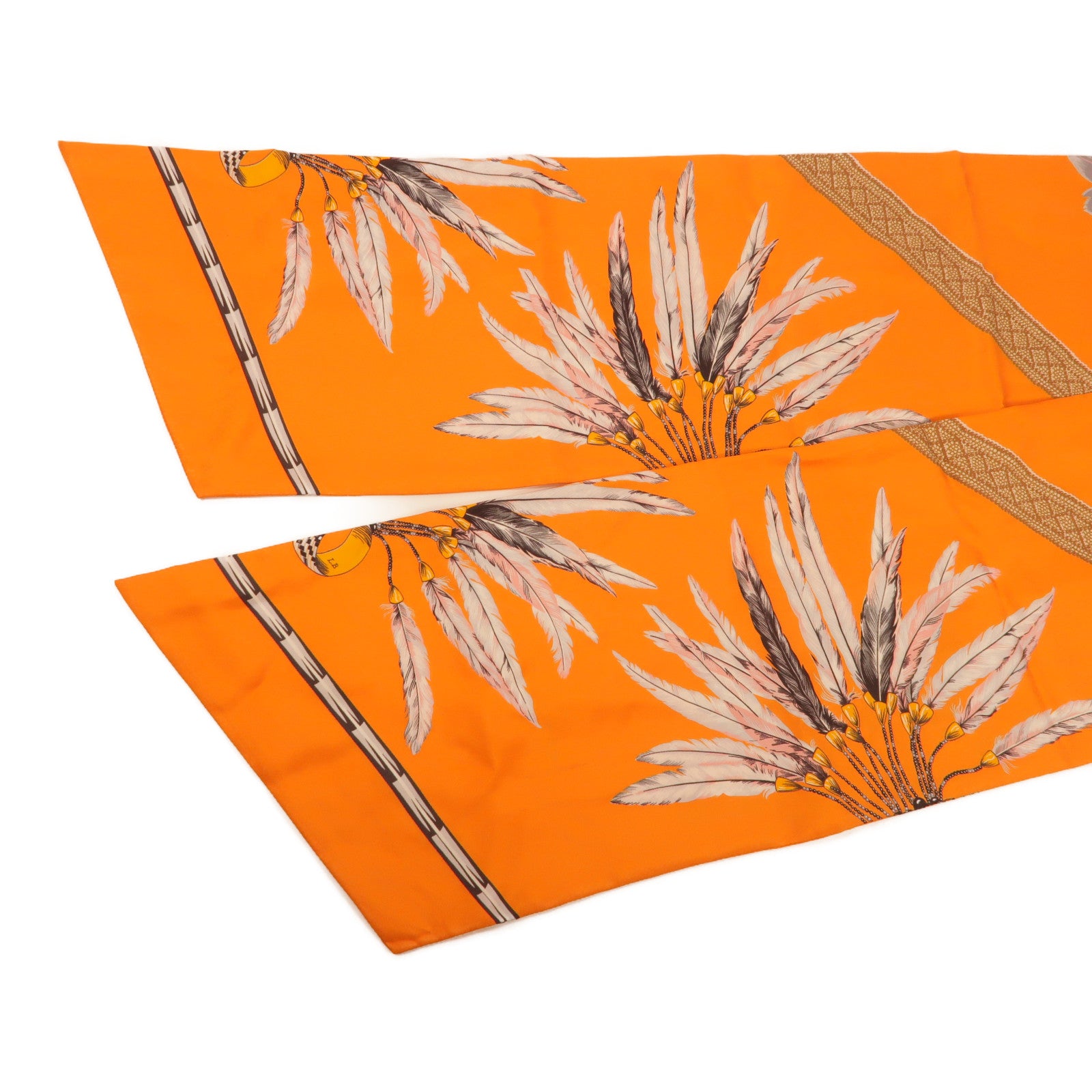 HERMES Max Twilly Thread 108 x 20 Scarf Silk Orange