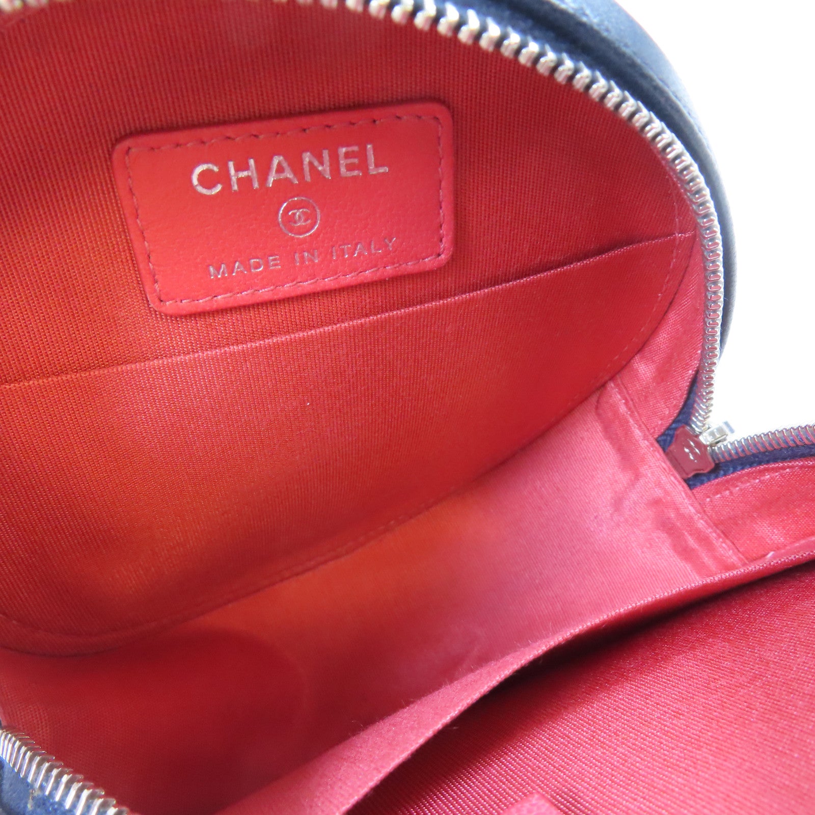 CHANEL 【激減優惠】菱格羊皮皮革Chain Shoulder銀扣鏈帶肩背袋深藍色/粉紅色
