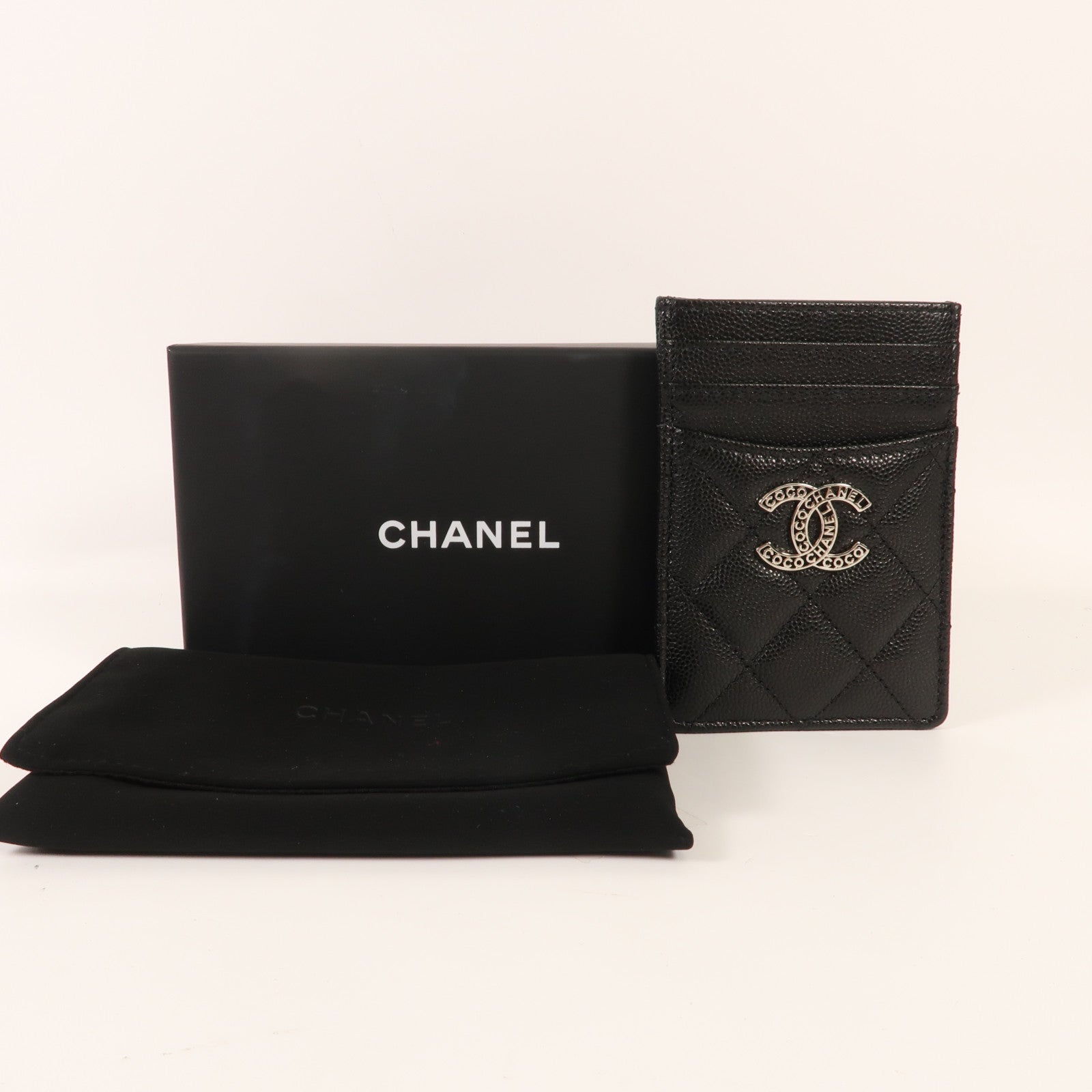 CHANEL 牛皮皮革Card Holder銀扣卡片套