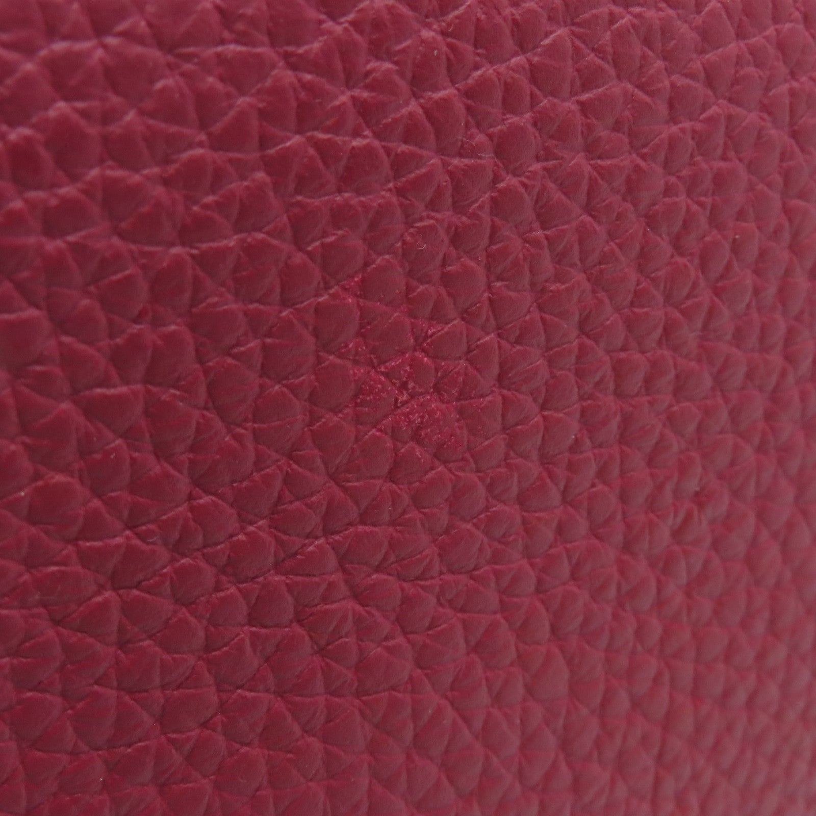 HERMES Clemence皮革Victoria银扣手挽袋Ruby酒红色