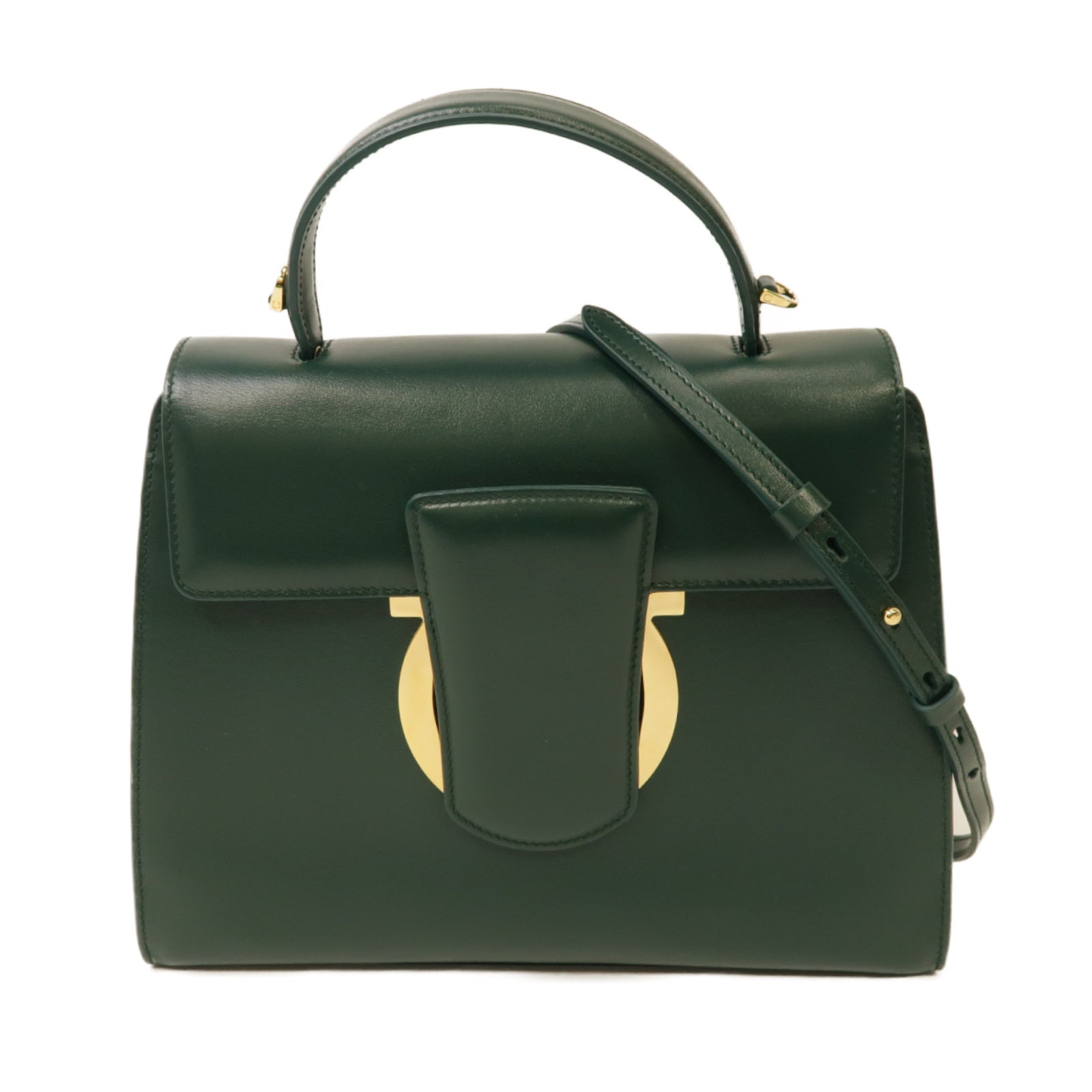 Salvatore Ferragamo 牛皮皮革2way Shoulder Bag金扣手挽肩背兩用袋綠色