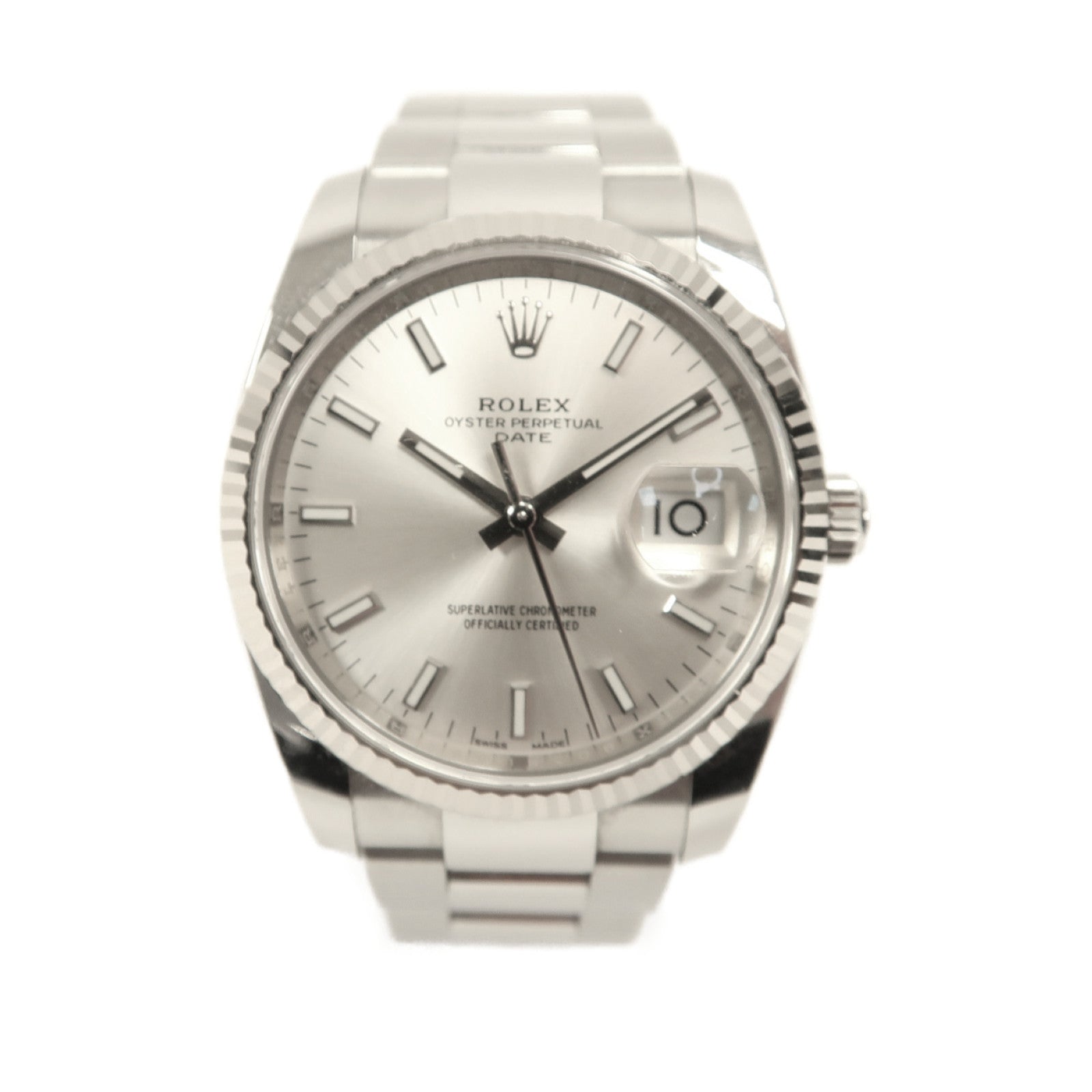 ROLEX Oyster Perpetual Date不鏽鋼手錶自動機芯銀色