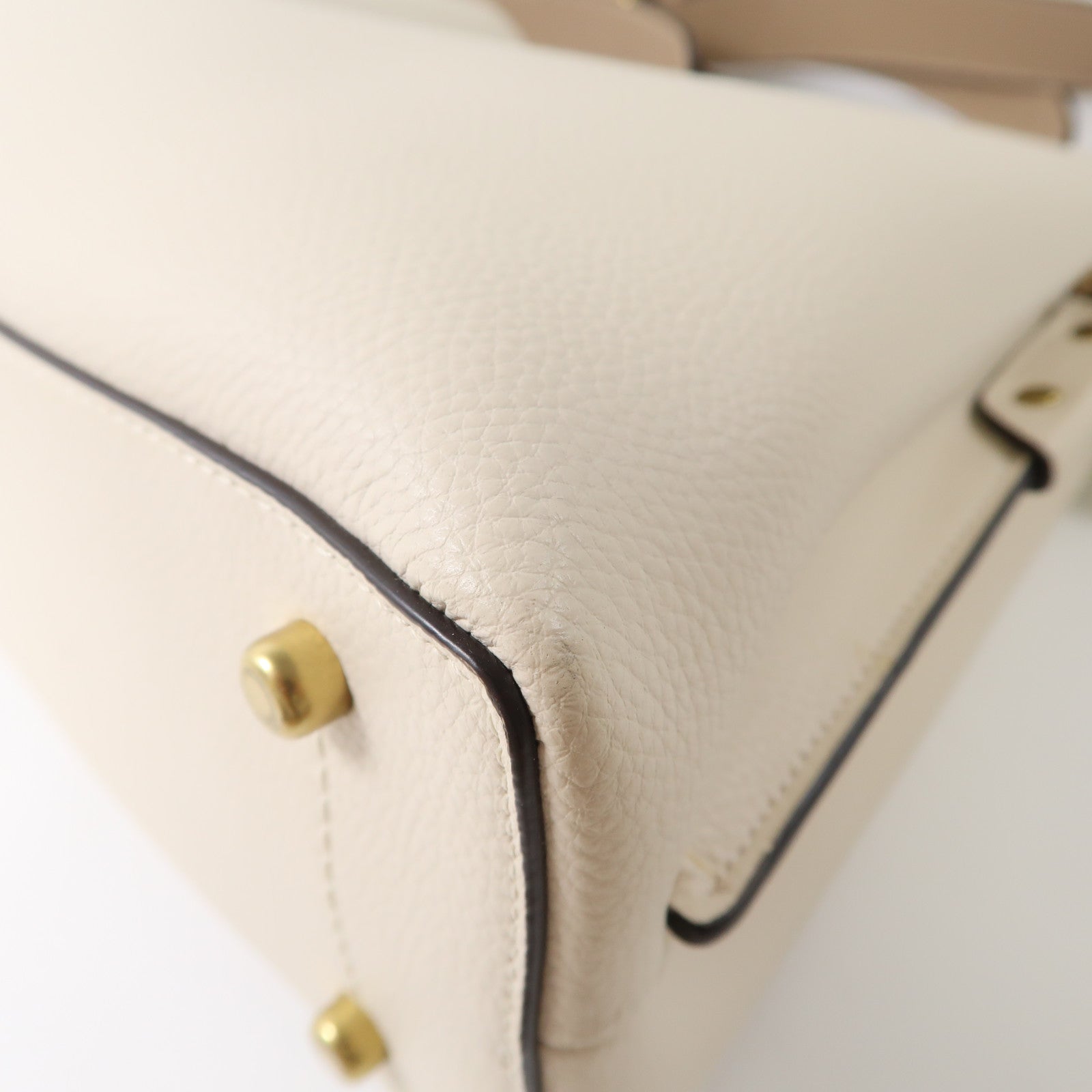 COACH GHW Willow 2 Way Shoulder Bag C25901 Leather White/Brown