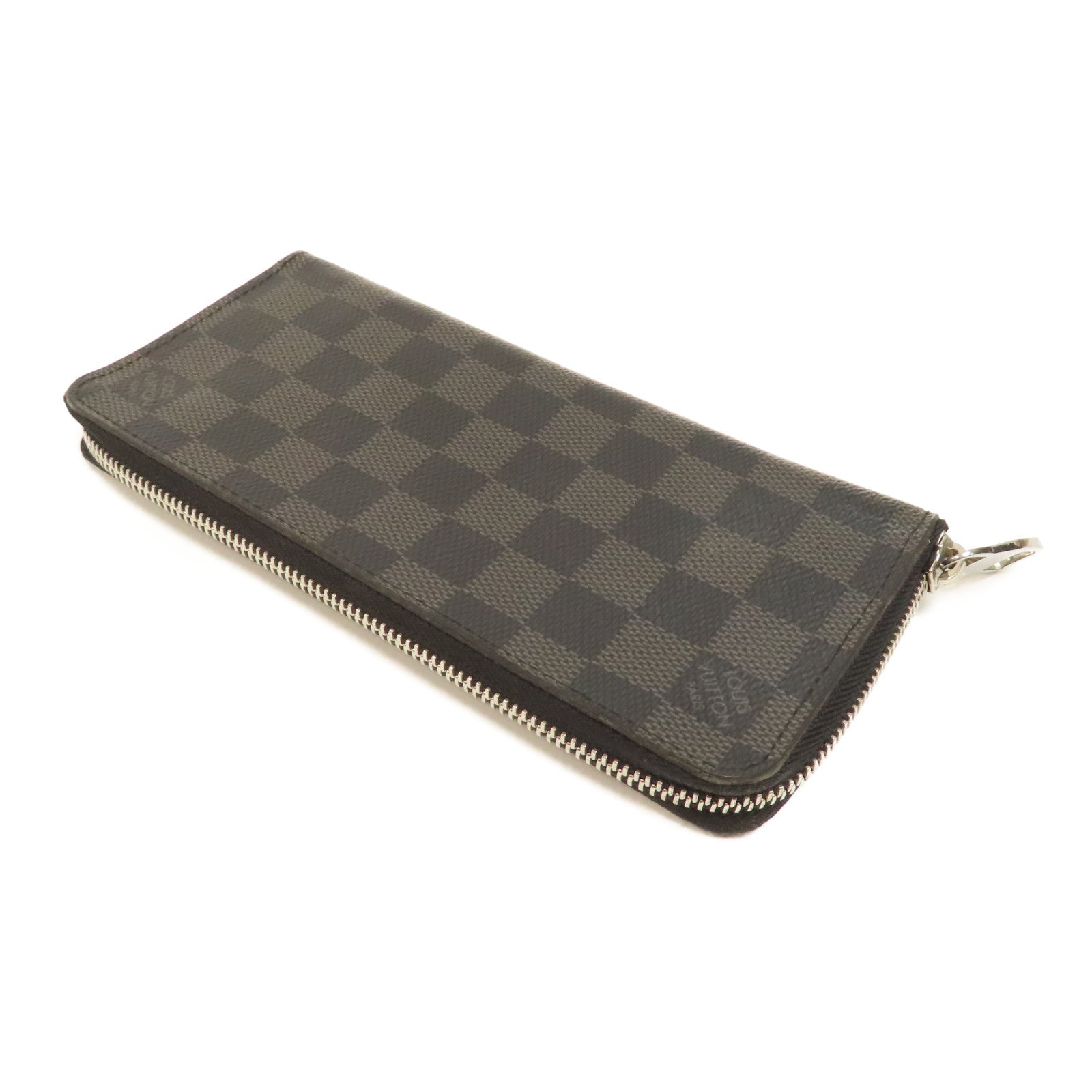 LOUIS VUITTON 【激減優惠】Damier Graphite Zippy Vertical Long Wallet銀扣拉鍊長錢包黑色