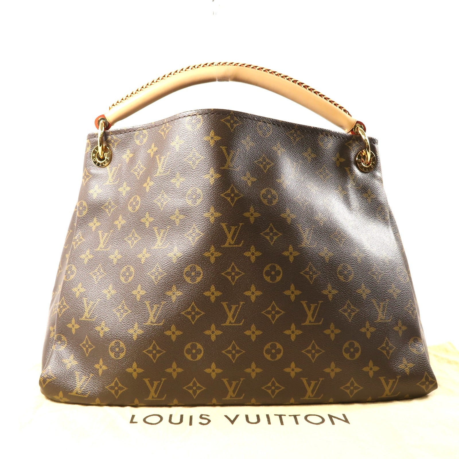 LOUIS VUITTON Monogram Artsy MM金扣肩背袋棕色