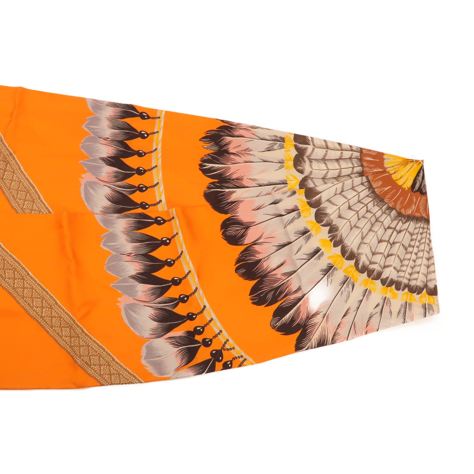 HERMES Max Twilly Thread 108 x 20 Scarf Silk Orange