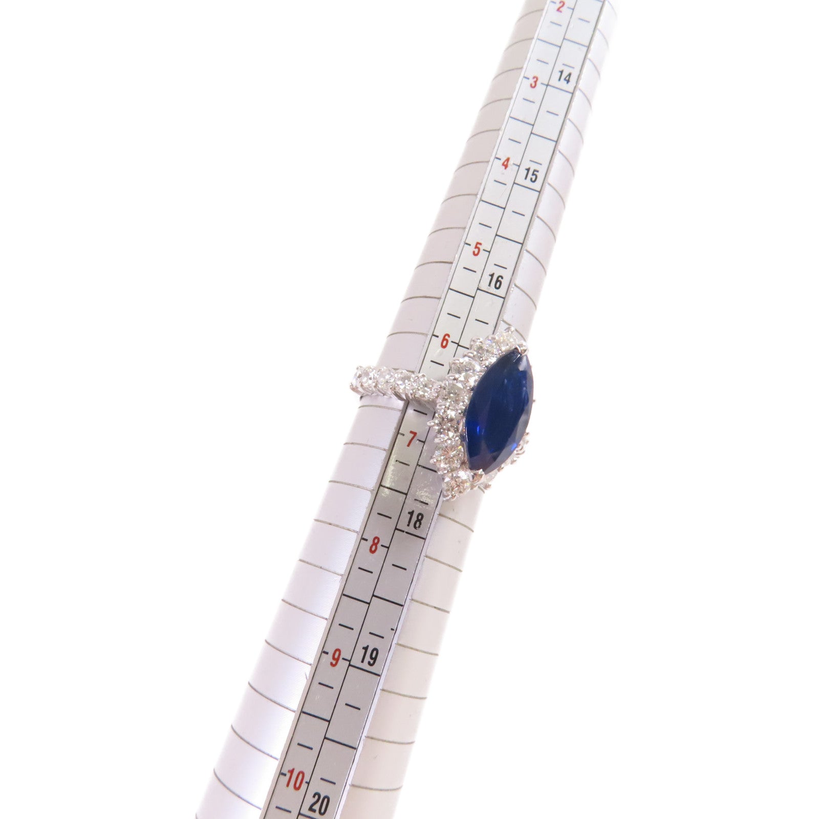 JEWELRY PT900鉑金/3.21ct藍寶石/1.83ct鑽石Sapphire Diamond Ring戒指US#6.75