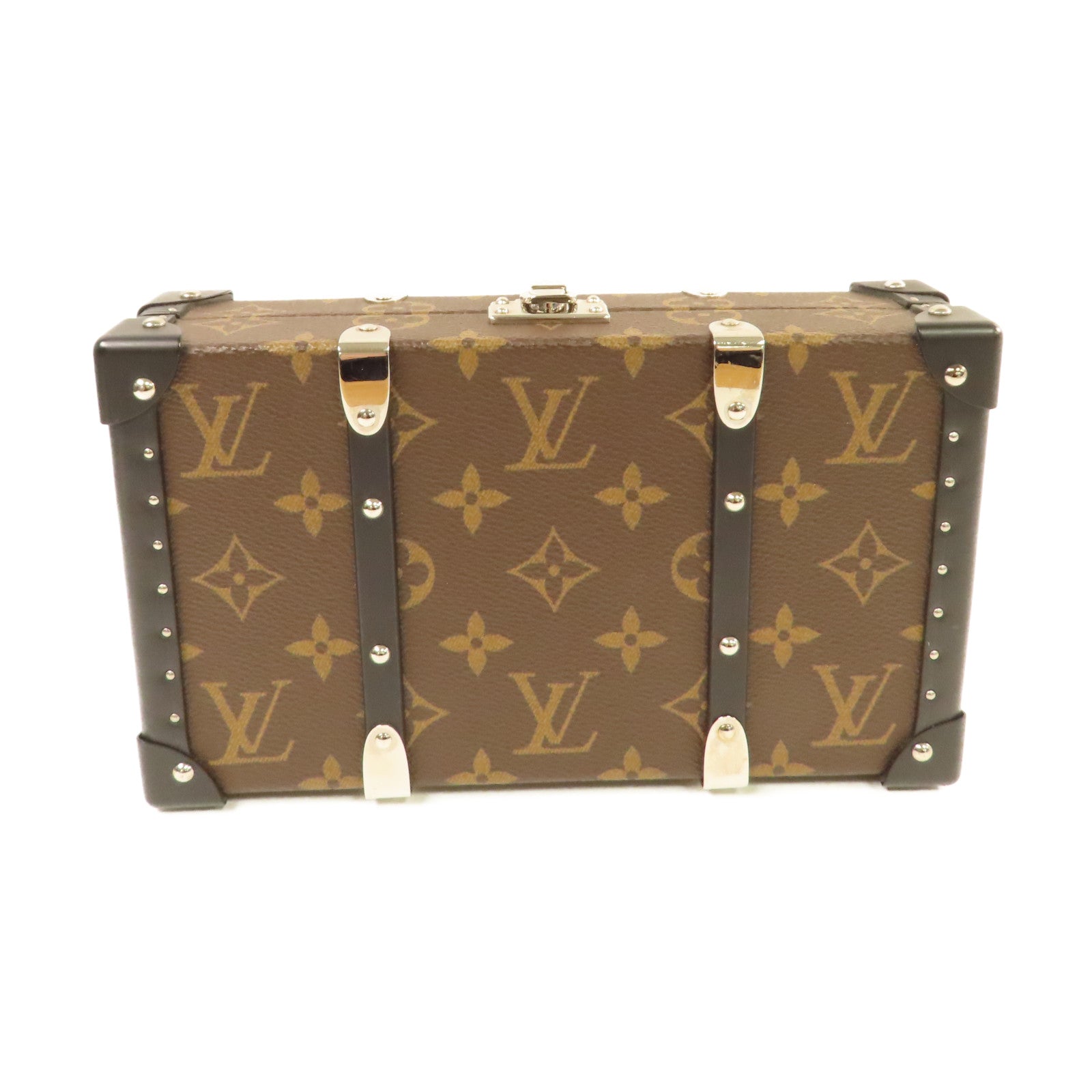 LOUIS VUITTON 【均一特價】Monogram Macassar Wallet Trunk Clutch Pouch銀扣手拿包啡色/黑色